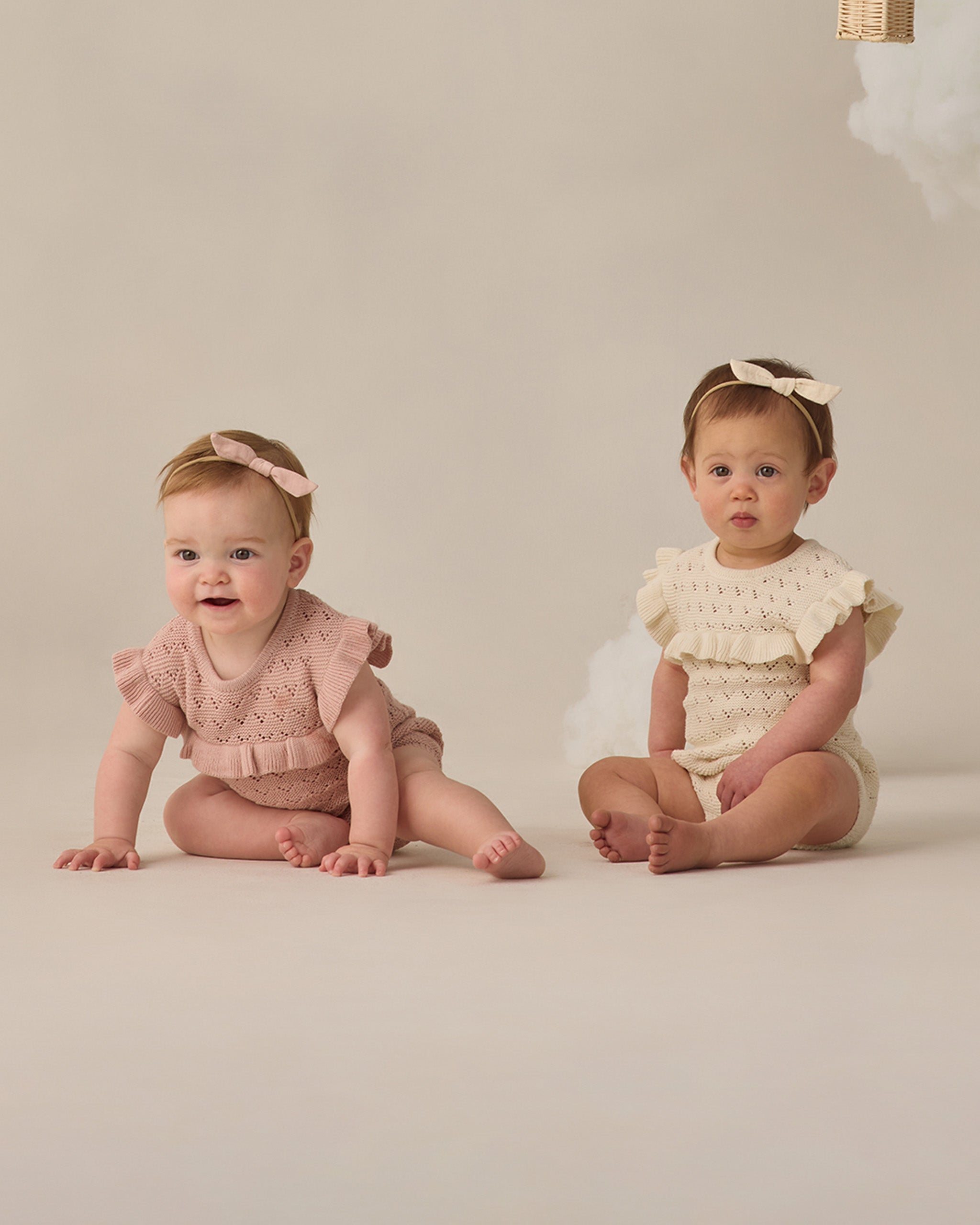 Pointelle Ruffle Romper Natural - Rylee + Cru | Kids Clothes | Trendy Baby Clothes | Modern Infant Outfits |