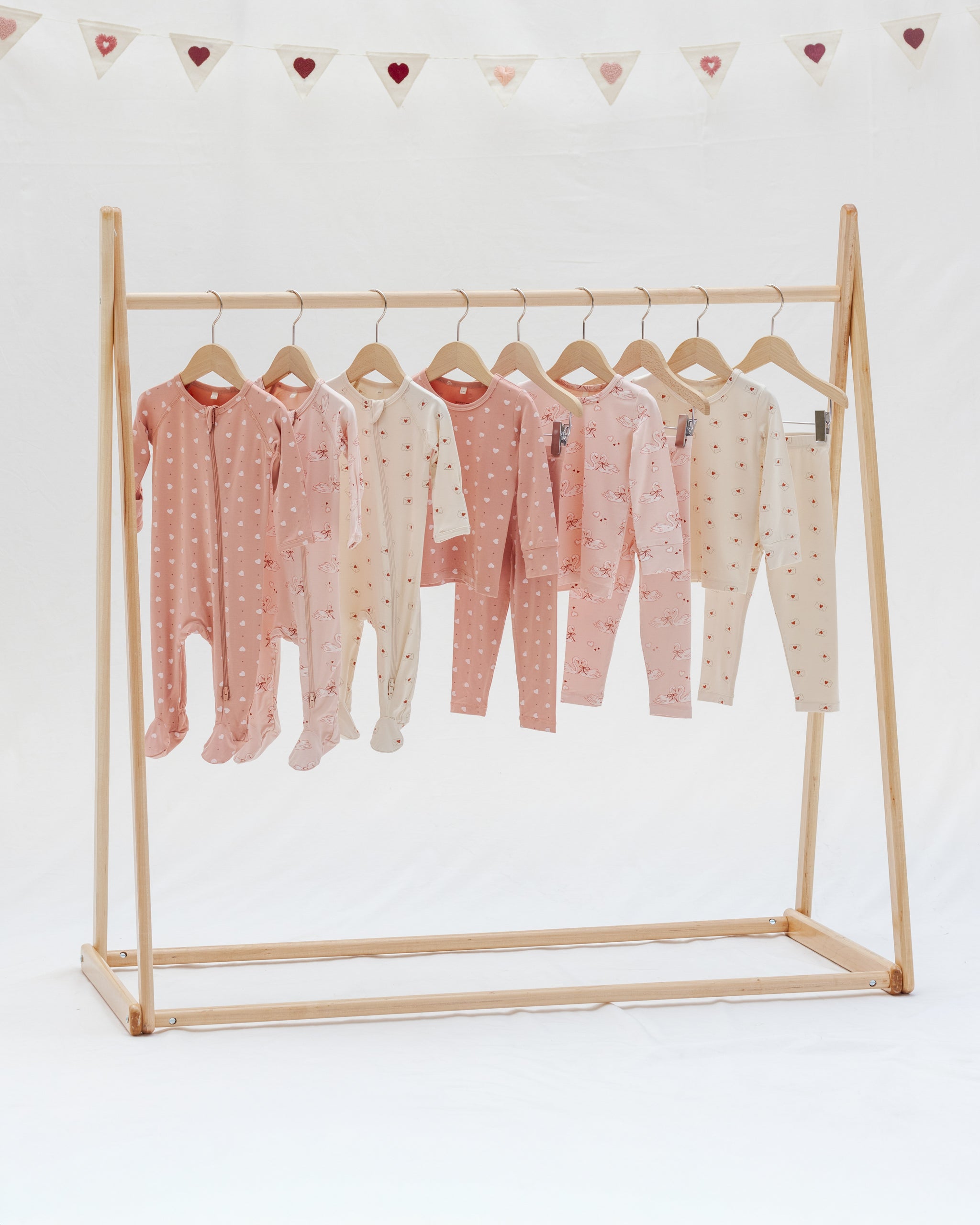 Bamboo Pajama Set Pink Hearts