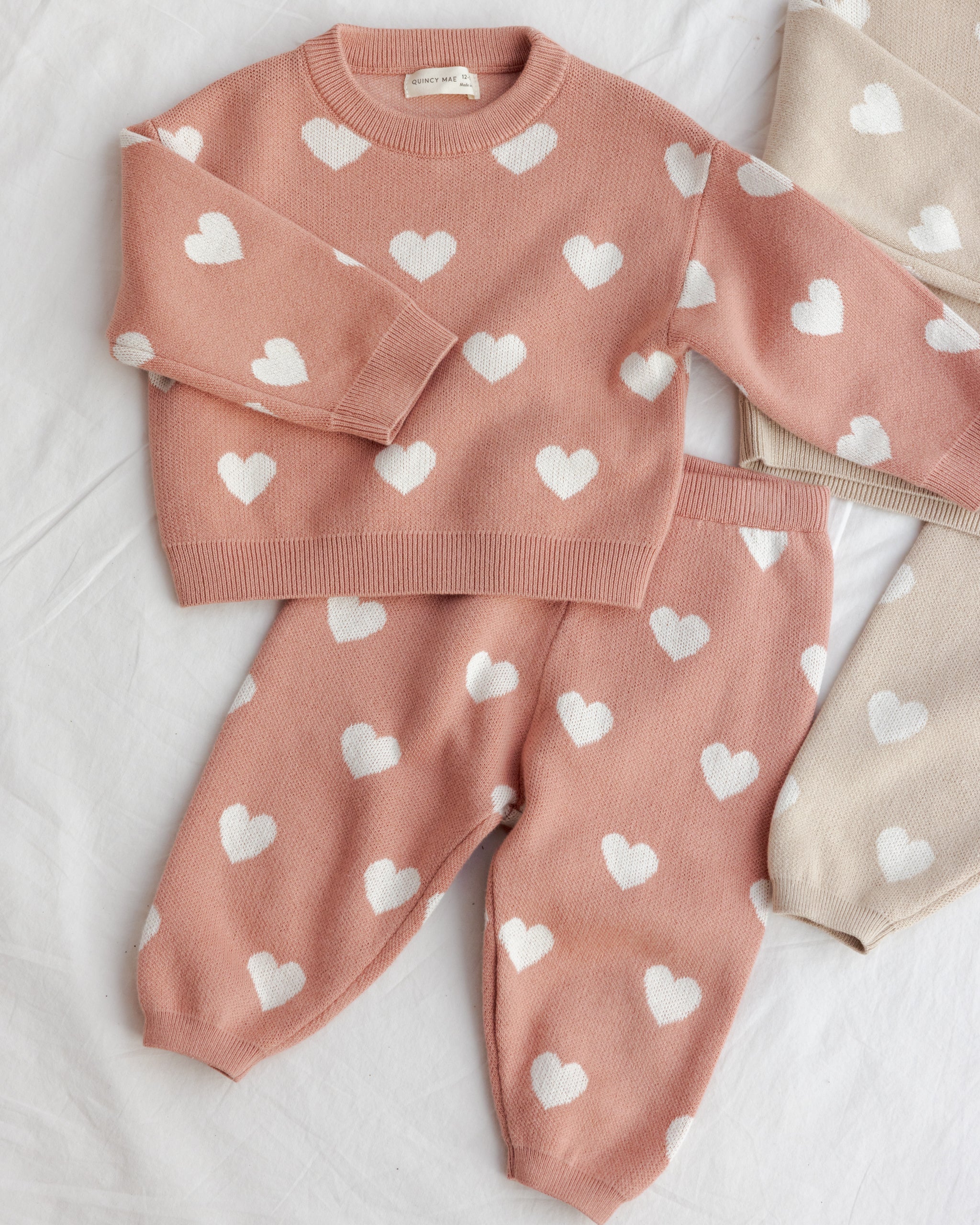 Heart Knit Pants Pink