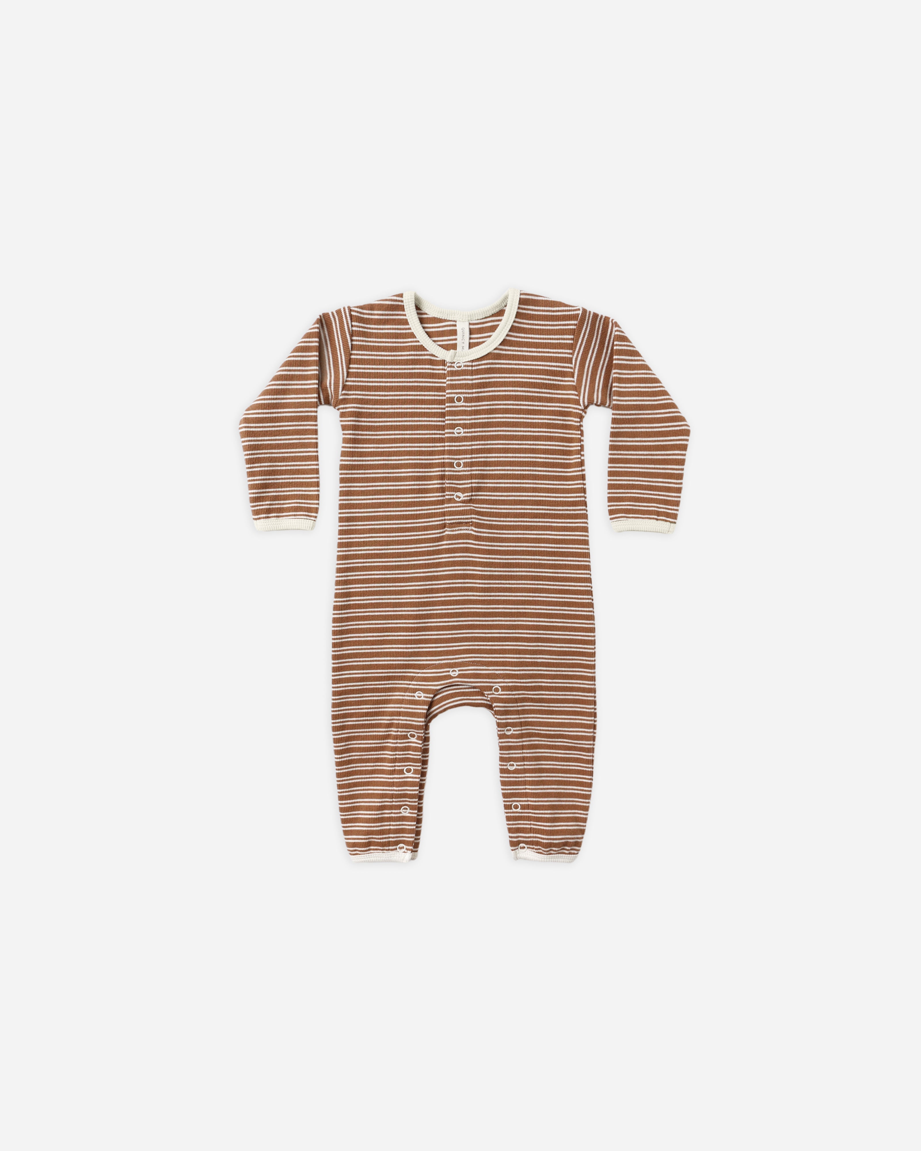 Combinaison bébé côtelée || Micro rayures cèdre