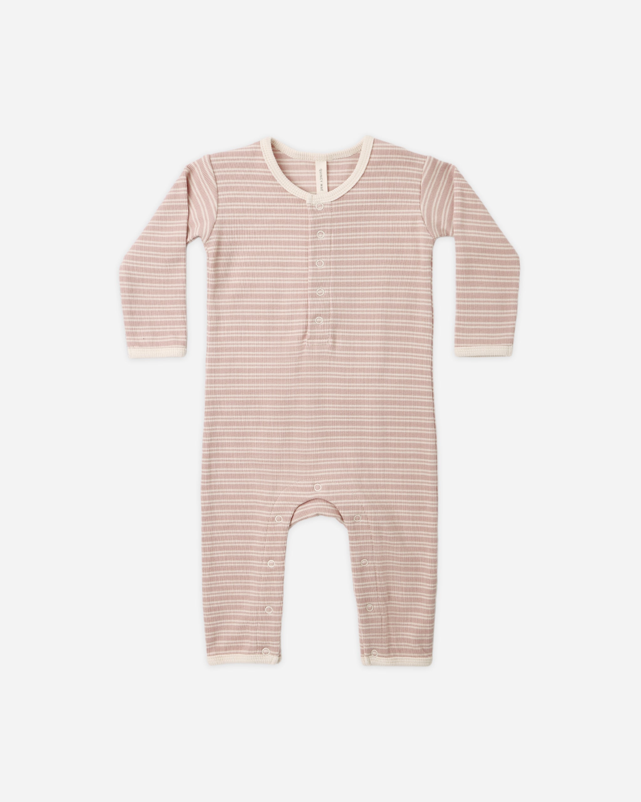 Ribbed Baby Jumpsuit Dusty Rose Microstripe - Rylee + Cru | Kids Clothes | Trendy Baby Clothes | Modern Infant Outfits |