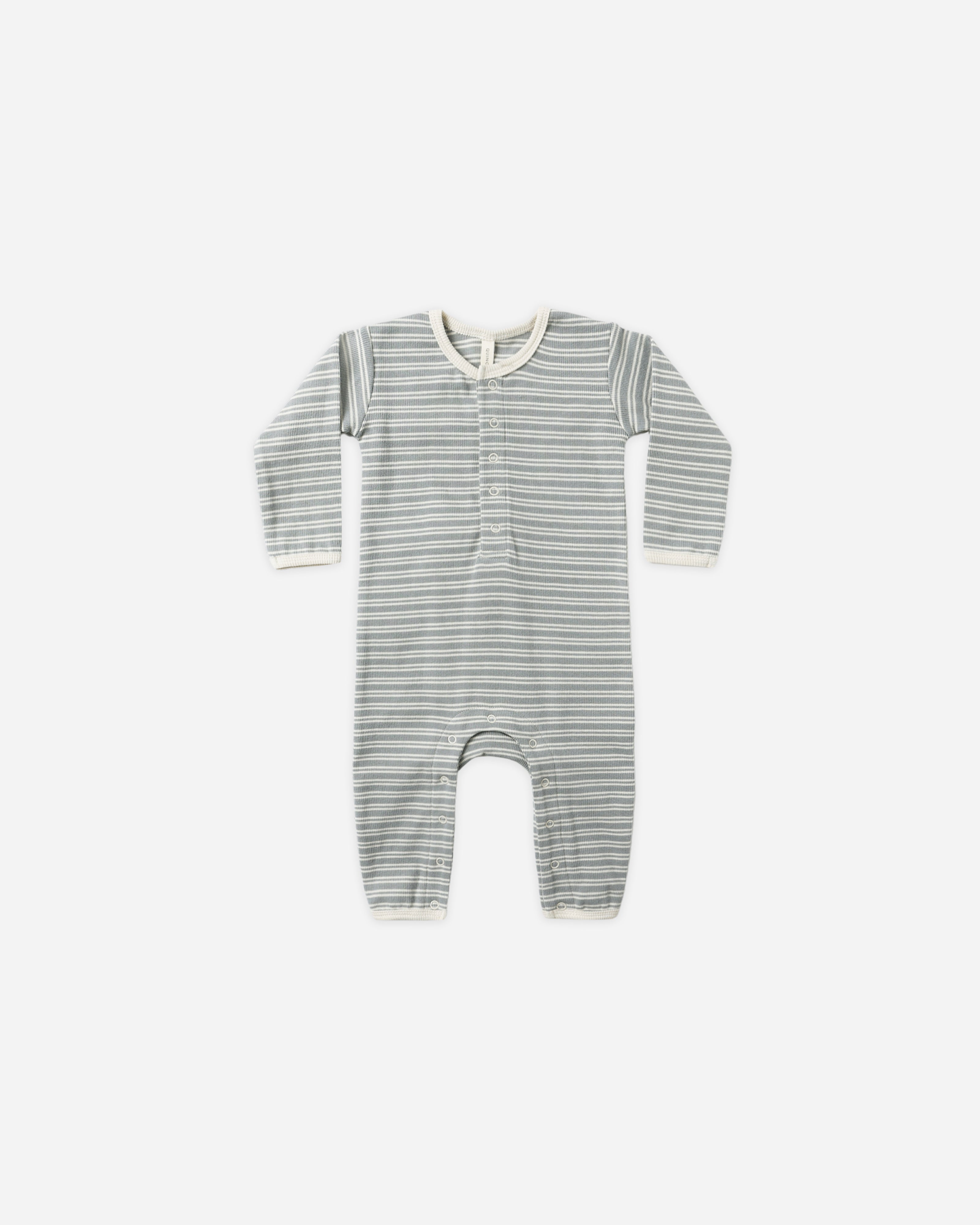 Combinaison bébé côtelée || Micro-rayures bleu acier