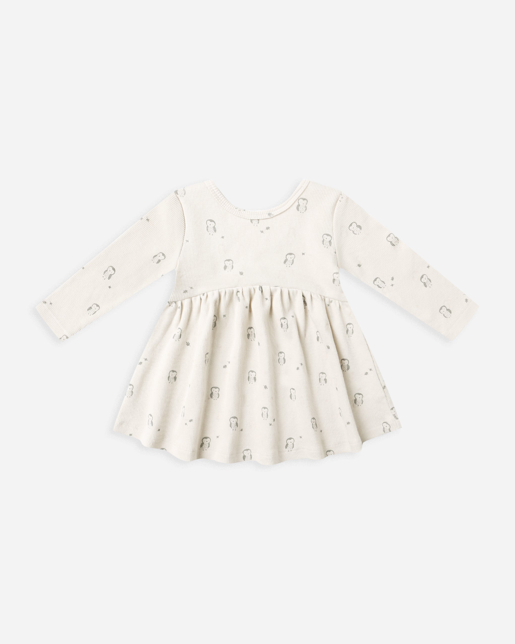 Robe côtelée à manches longues || Hiboux