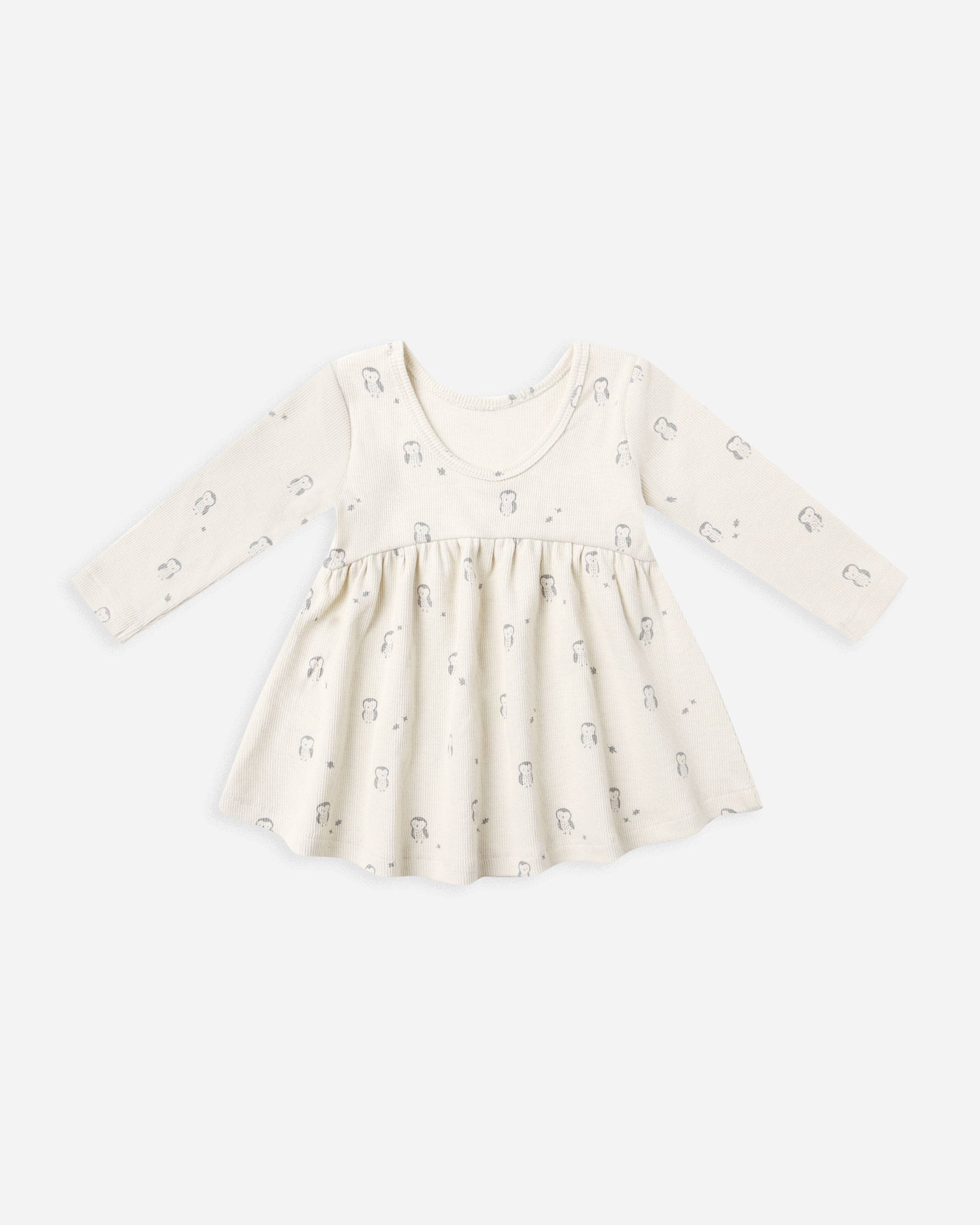 Robe côtelée à manches longues || Hiboux