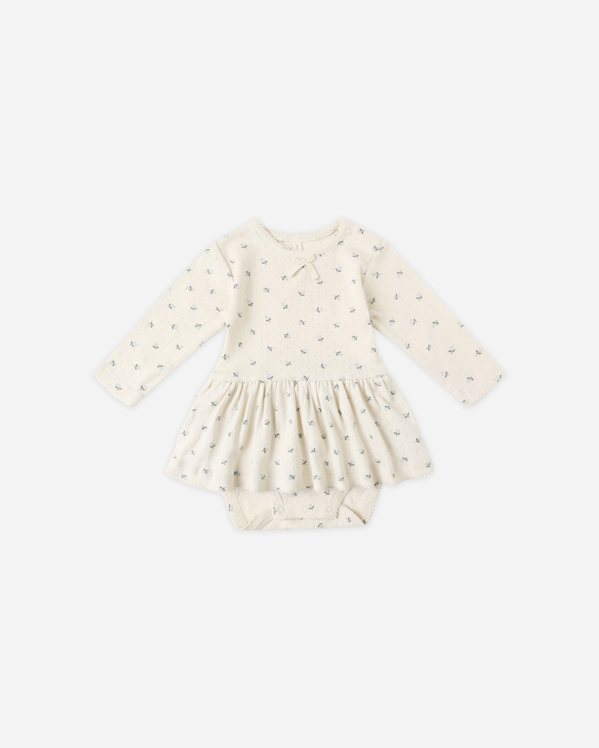Pointelle Skirted Bodysuit || Blue Ditsy