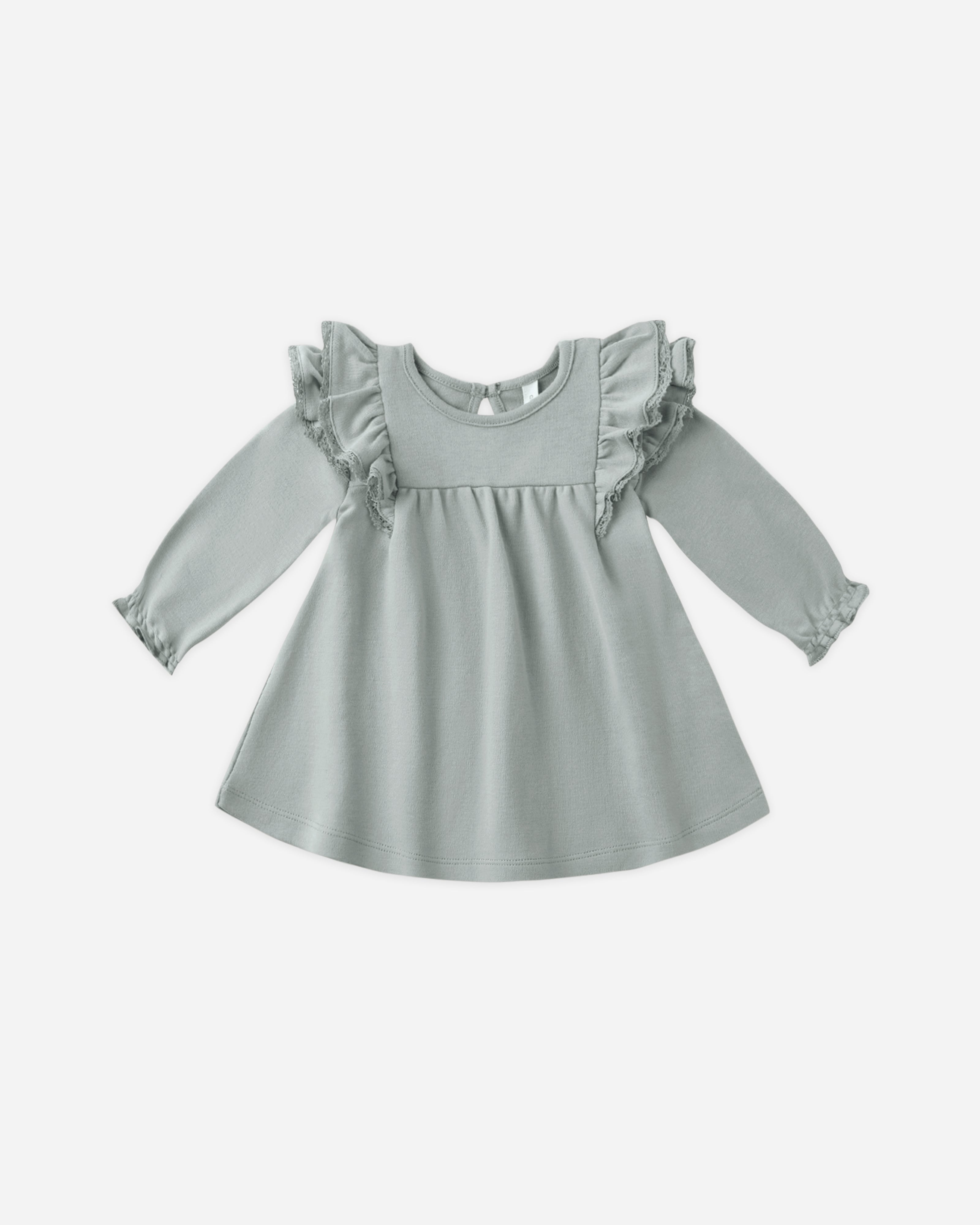 Robe à volants et manches longues || Bleu acier