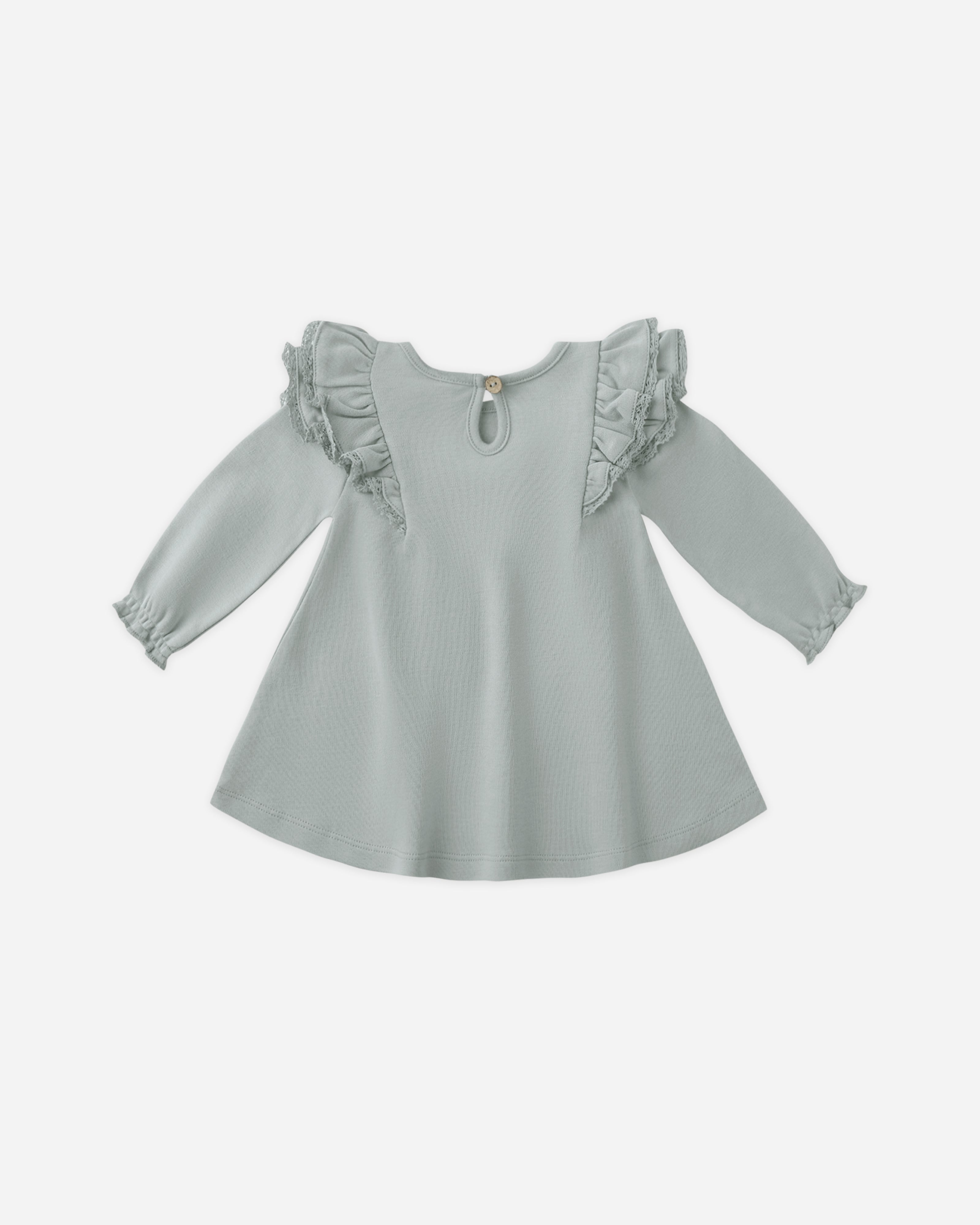 Robe à volants et manches longues || Bleu acier