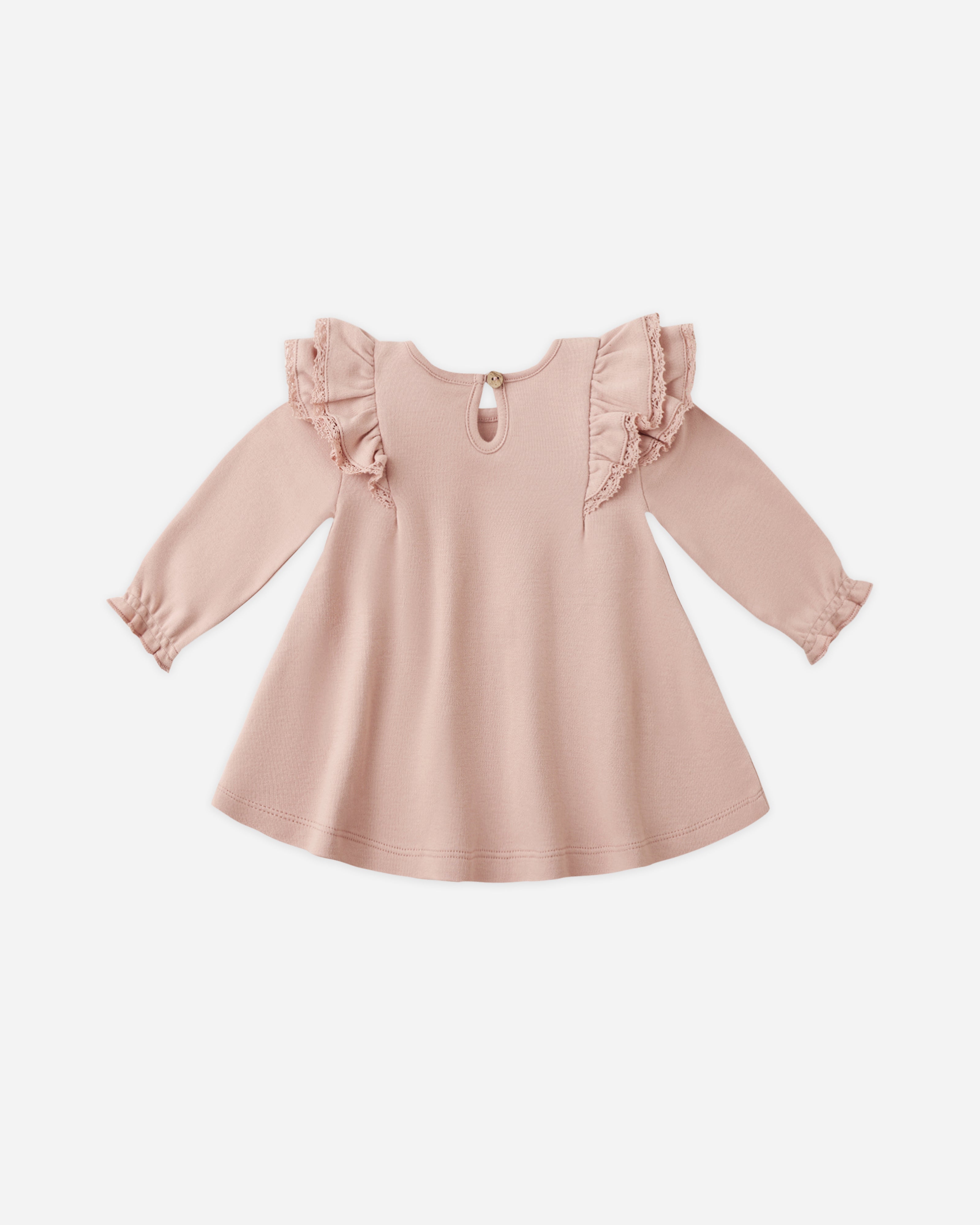 Robe à volants et manches longues || Rose
