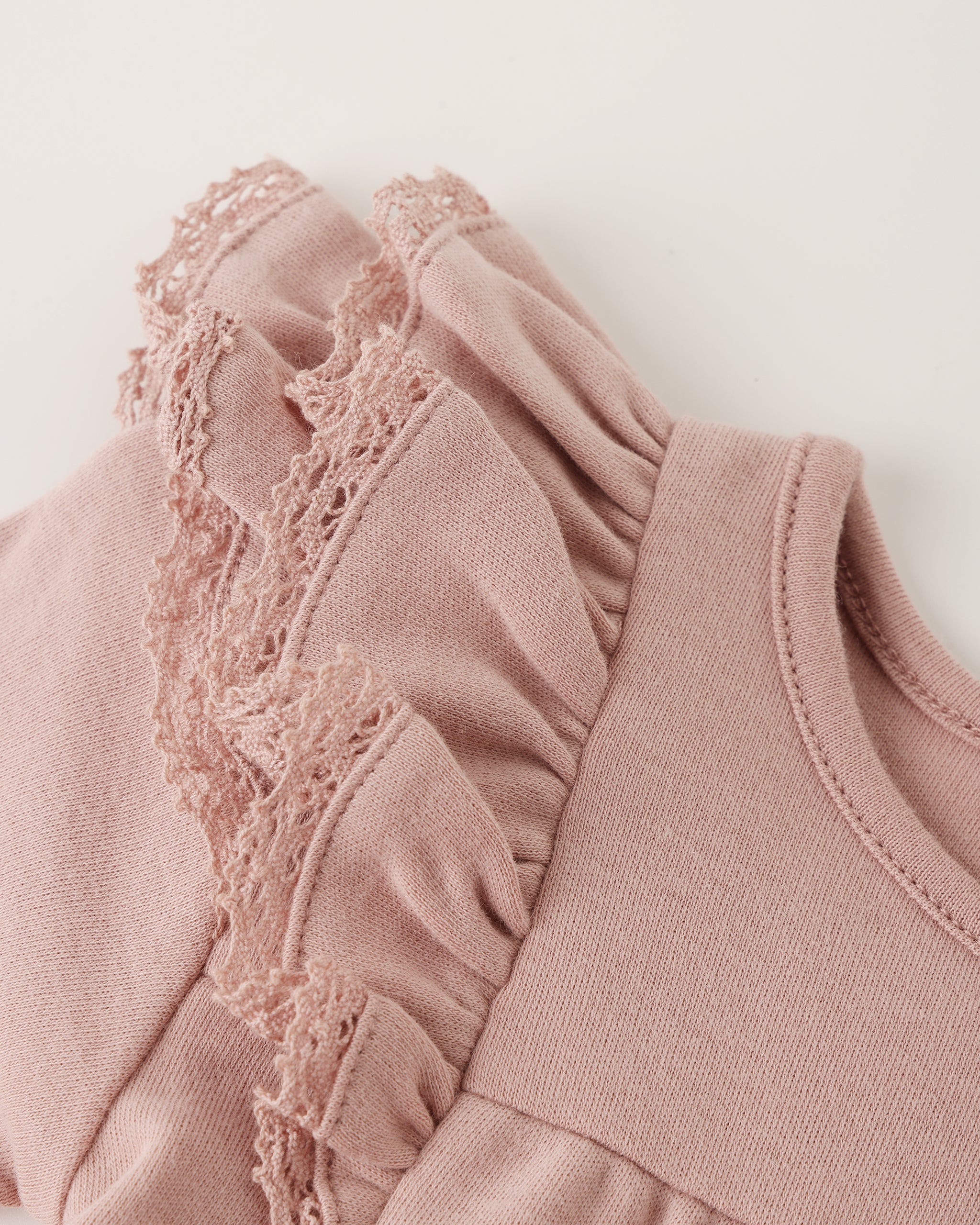 Long Sleeve Flutter Dress || Rose