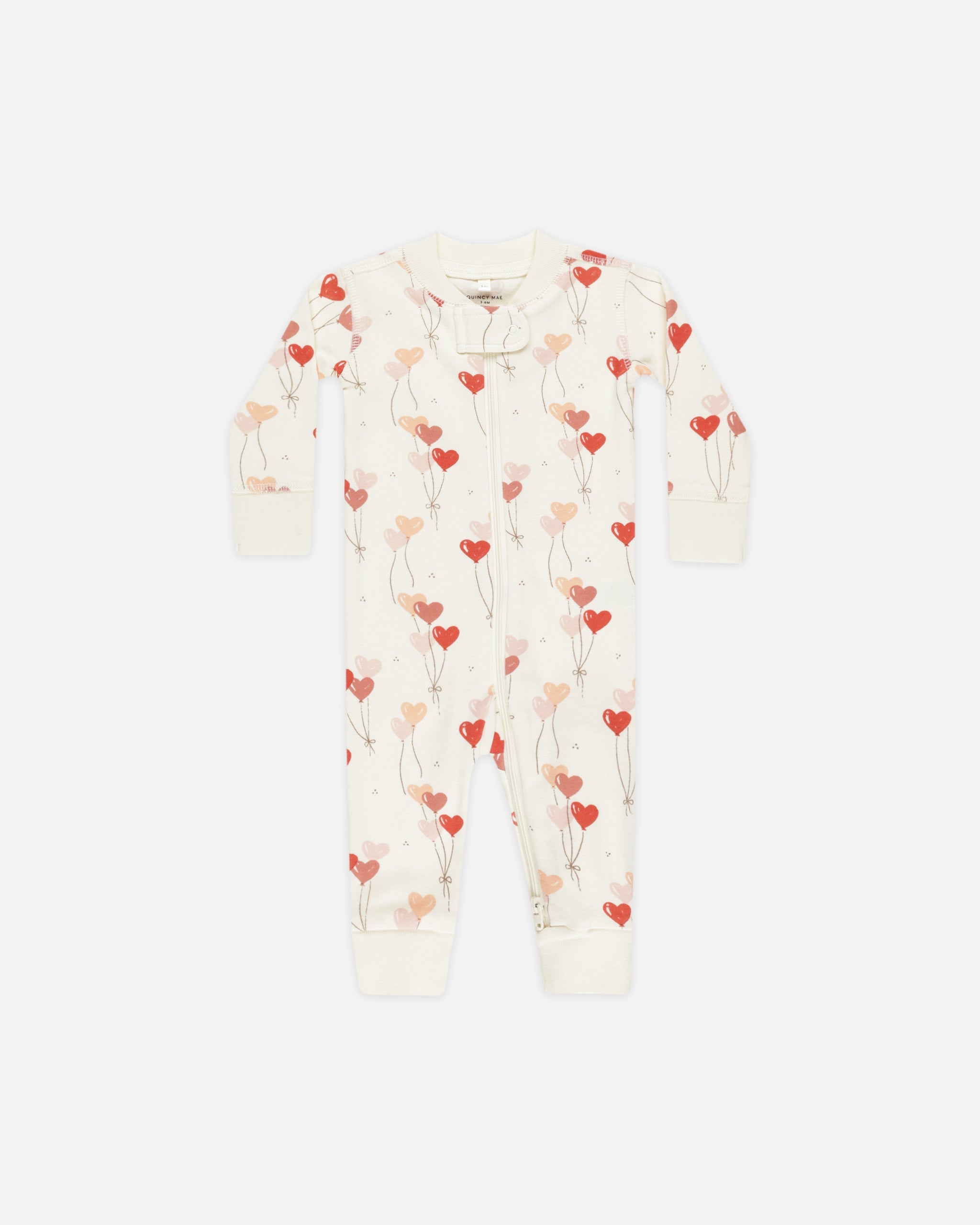 Zip Long Sleeve Sleeper || Heart Balloons