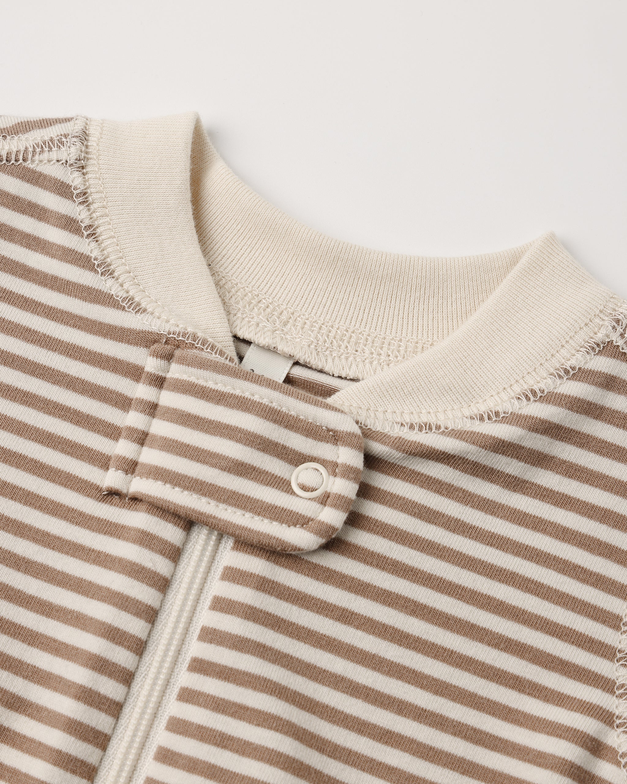 Zip Long Sleeve Sleeper Almond Stripe - Rylee + Cru | Kids Clothes | Trendy Baby Clothes | Modern Infant Outfits |