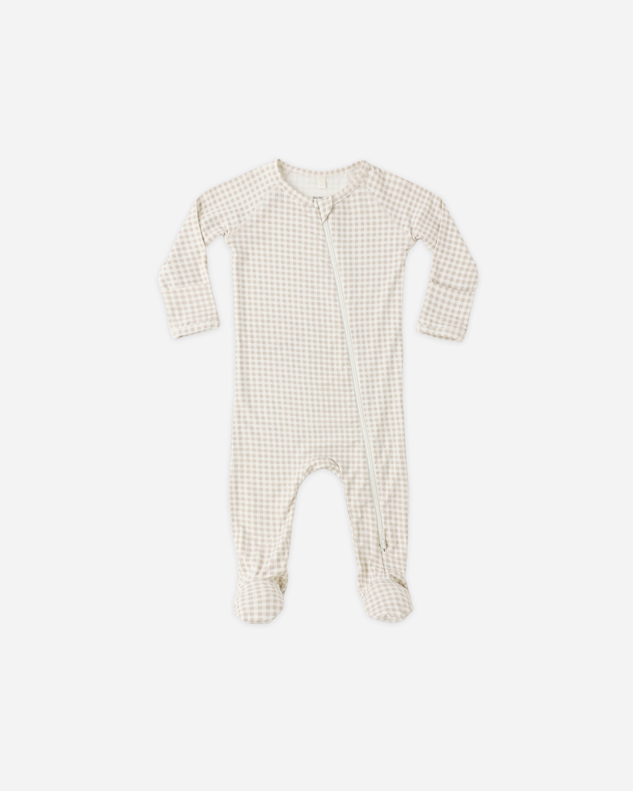 Bamboo Zip Footie Oat Gingham - Rylee + Cru | Kids Clothes | Trendy Baby Clothes | Modern Infant Outfits |