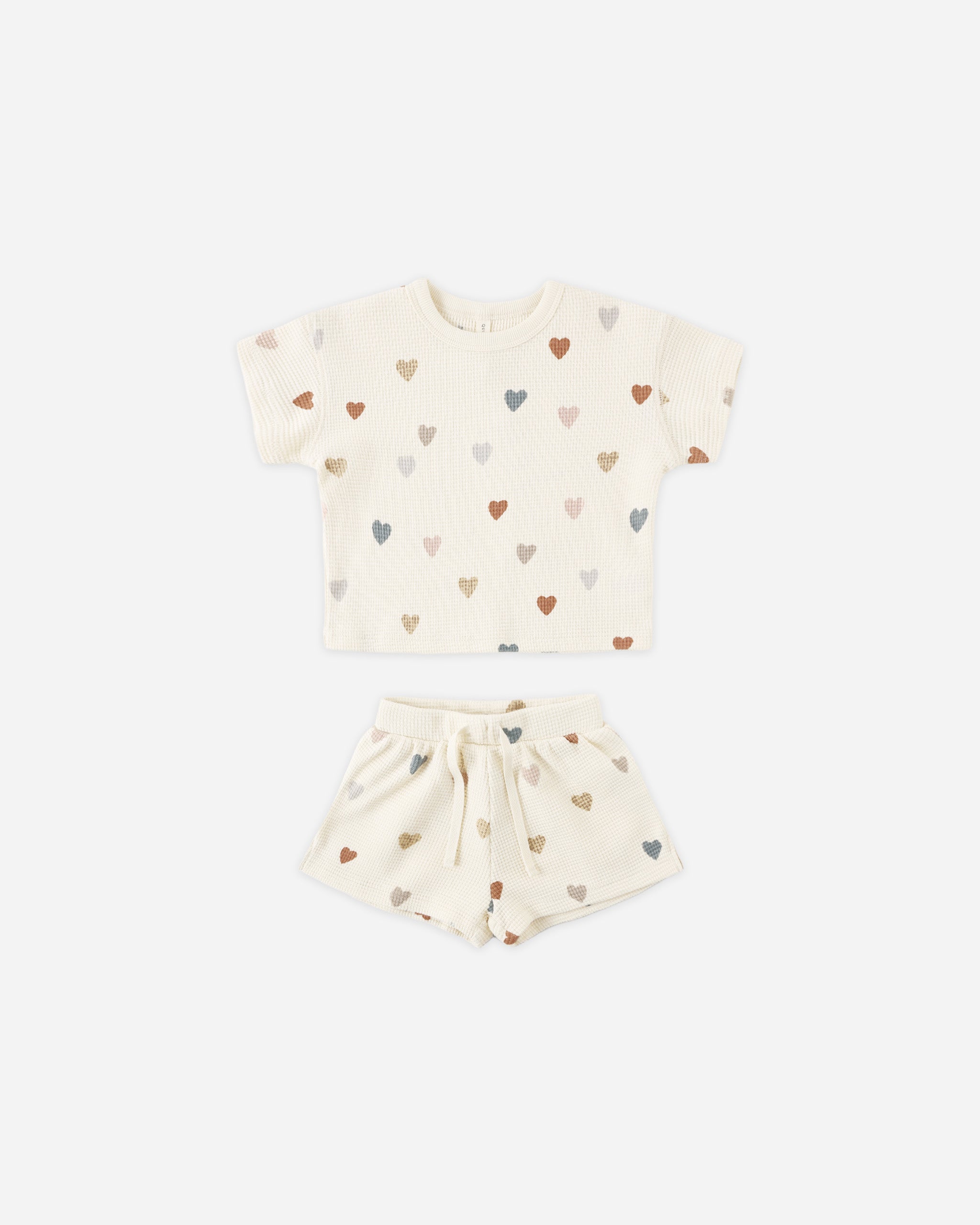Waffle Tee + Short Set Confetti Hearts - Rylee + Cru | Kids Clothes | Trendy Baby Clothes | Modern Infant Outfits |