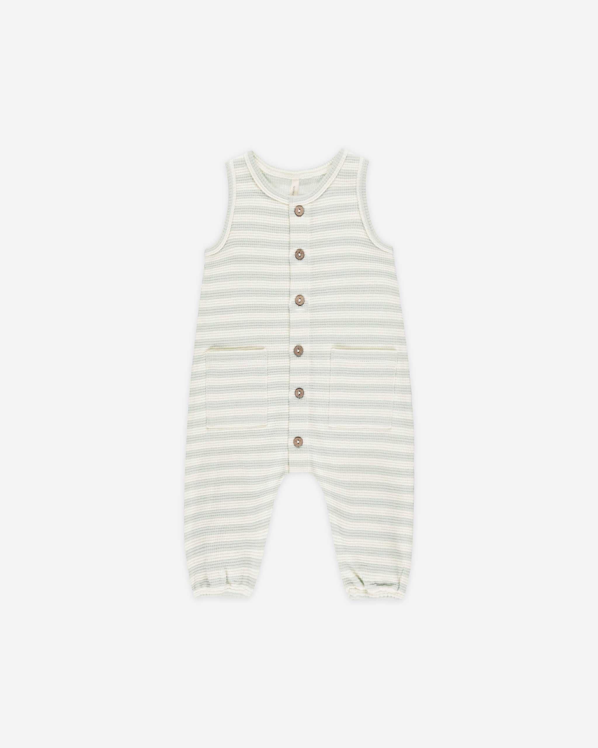 -Waffle Jumpsuit || Mint Stripe-