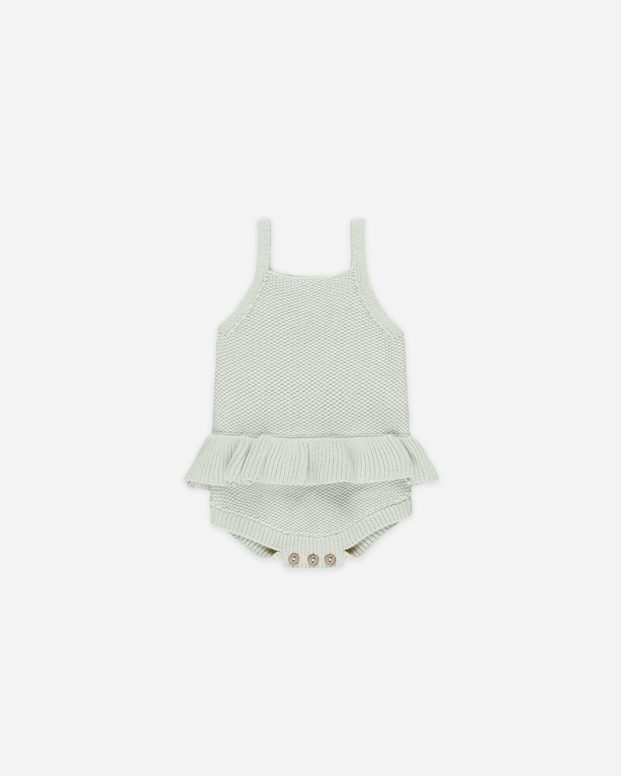 -Knit Ruffle Romper || Mint-