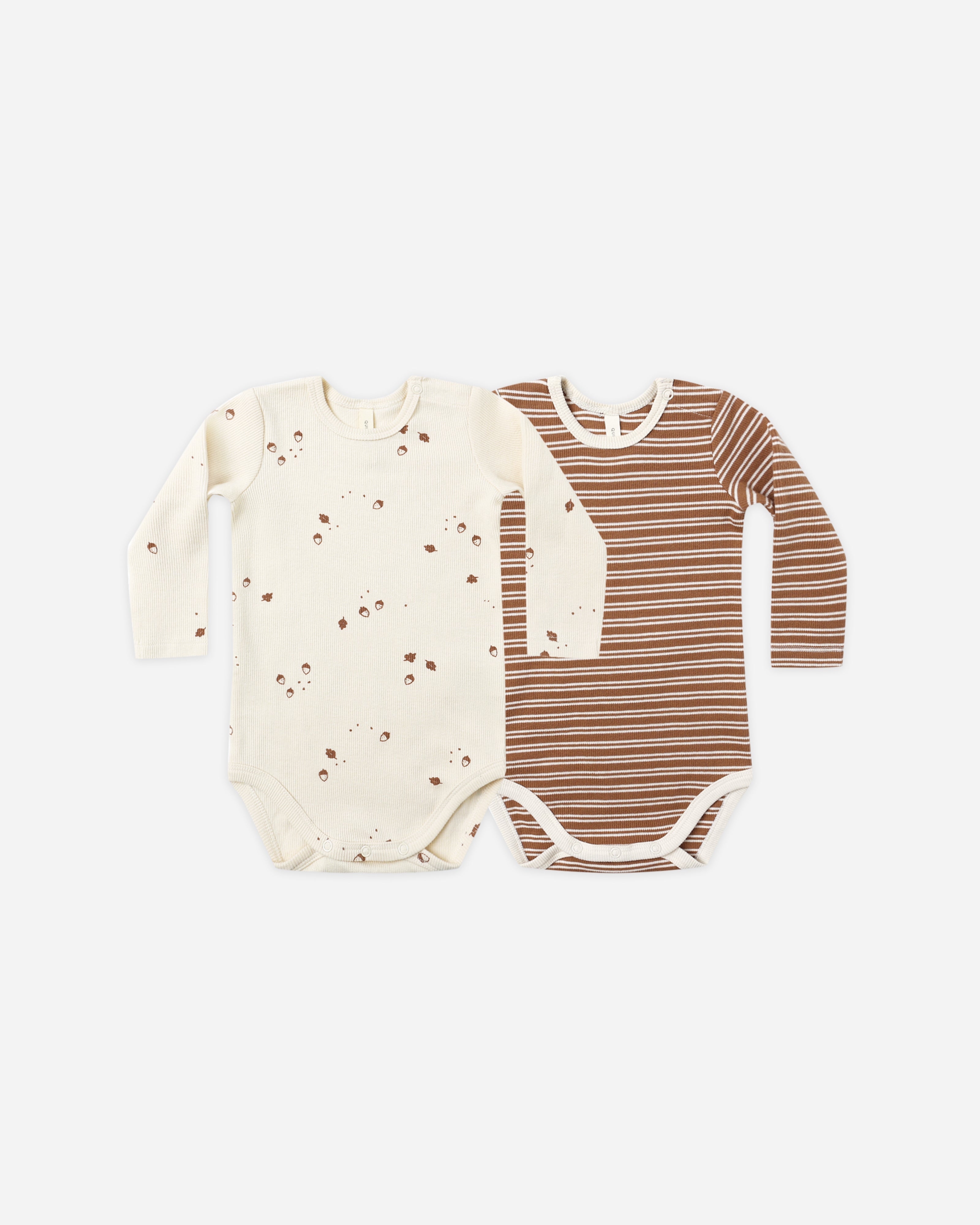 Body côtelé, lot de 2 || Micro rayures cèdre, glands