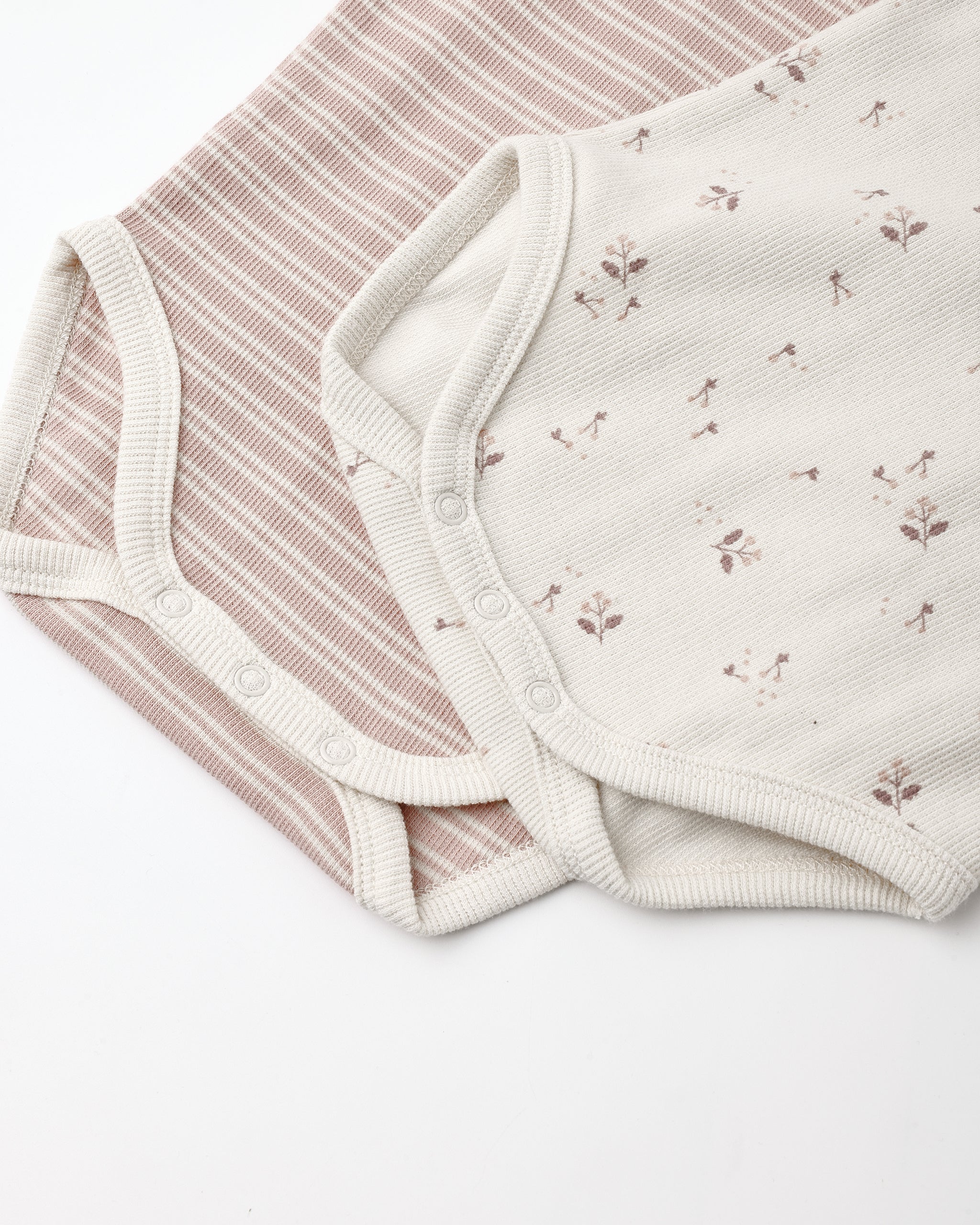 Ribbed Bodysuit, 2 Pack Dusty Rose Microstripe, Fall Ditsy - Rylee + Cru | Kids Clothes | Trendy Baby Clothes | Modern Infant Outfits |