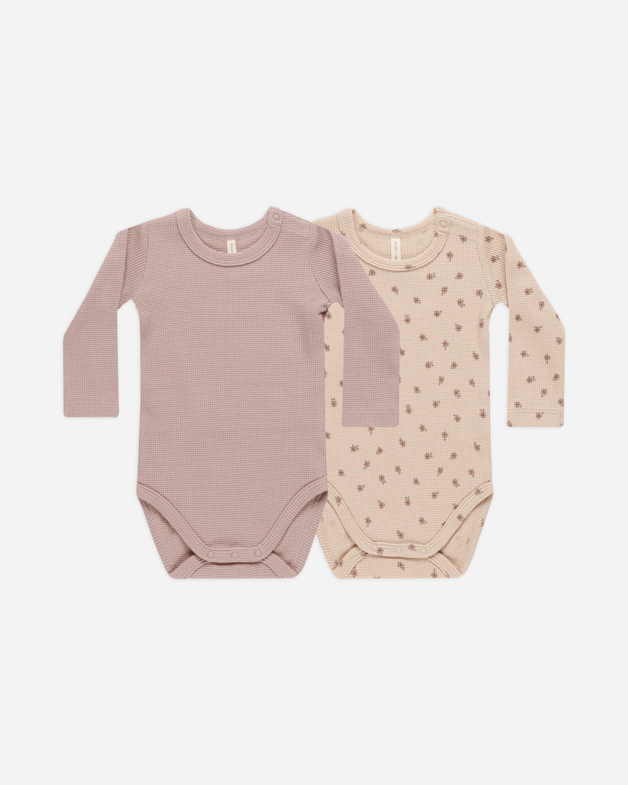 Waffle Bodysuit, 2 Pack || Mauve, Blossom