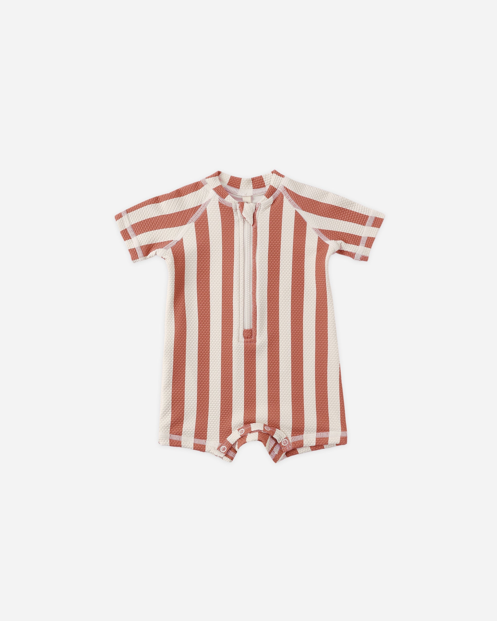 Zip Rashguard One-Piece Retro Poppy Stripe - Rylee + Cru | Kids Clothes | Trendy Baby Clothes | Modern Infant Outfits |