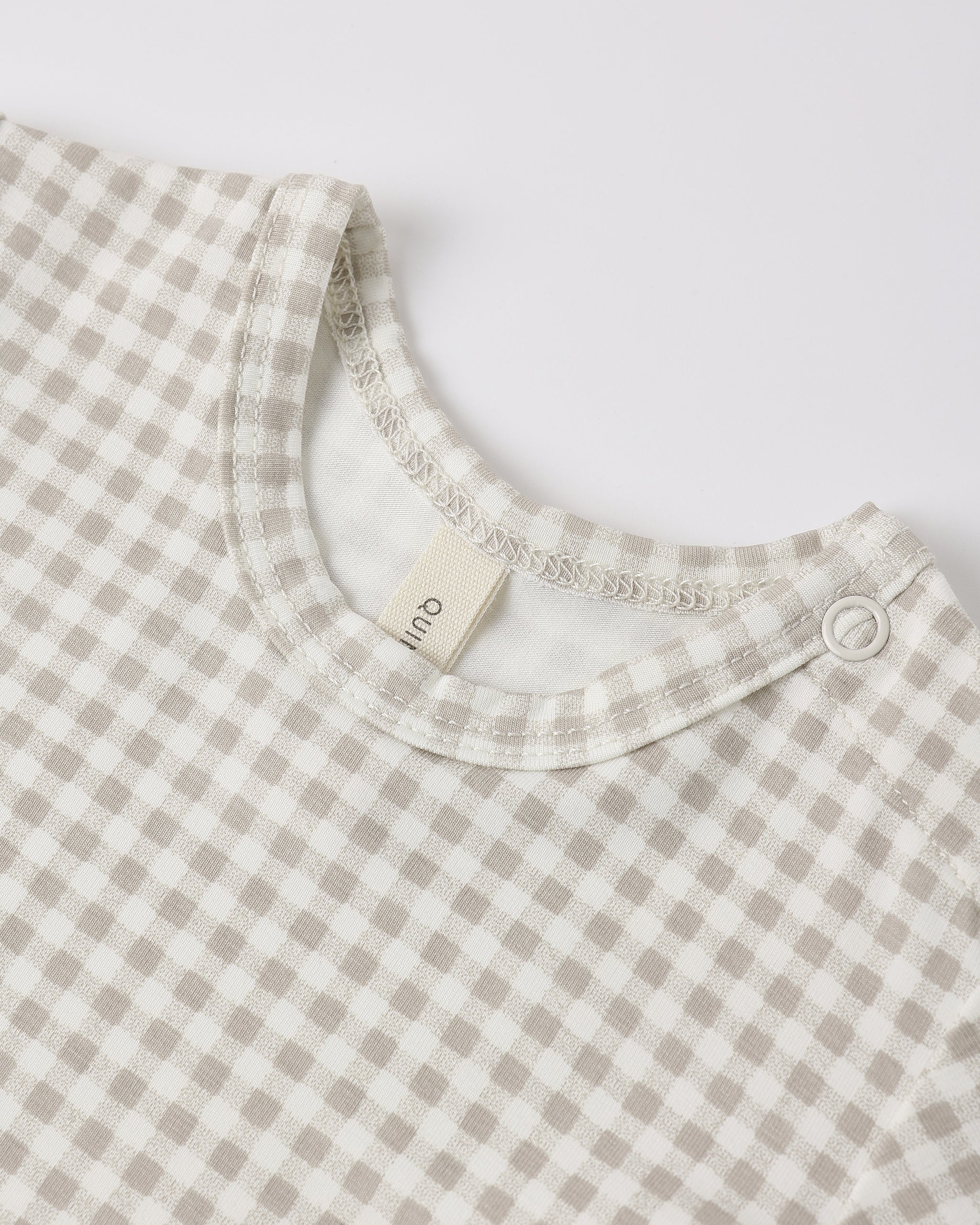 Bamboo Short Sleeve Bodysuit Oat Gingham - Rylee + Cru | Kids Clothes | Trendy Baby Clothes | Modern Infant Outfits |