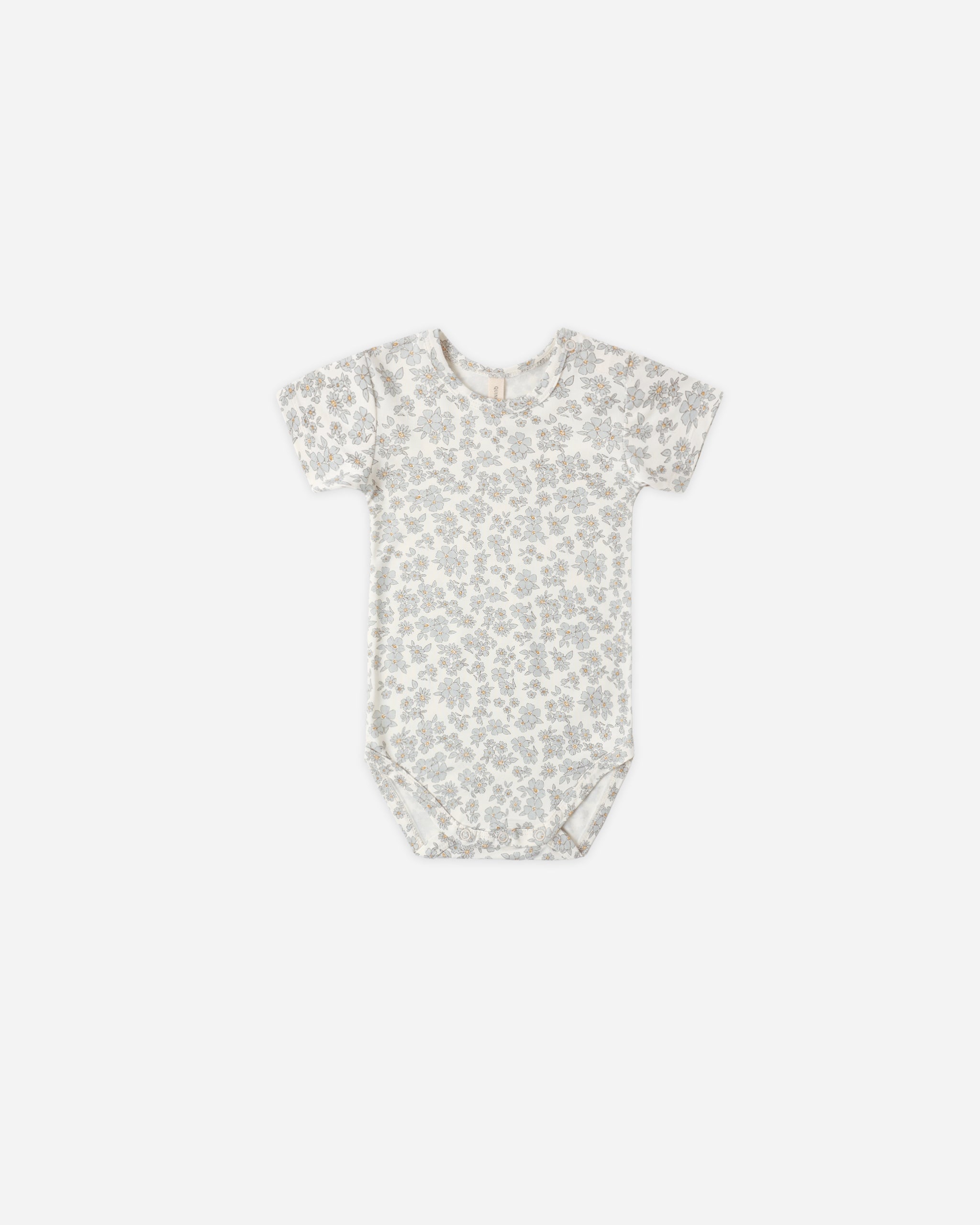 Bamboo Short Sleeve Bodysuit Blue Floral - Rylee + Cru | Kids Clothes | Trendy Baby Clothes | Modern Infant Outfits |