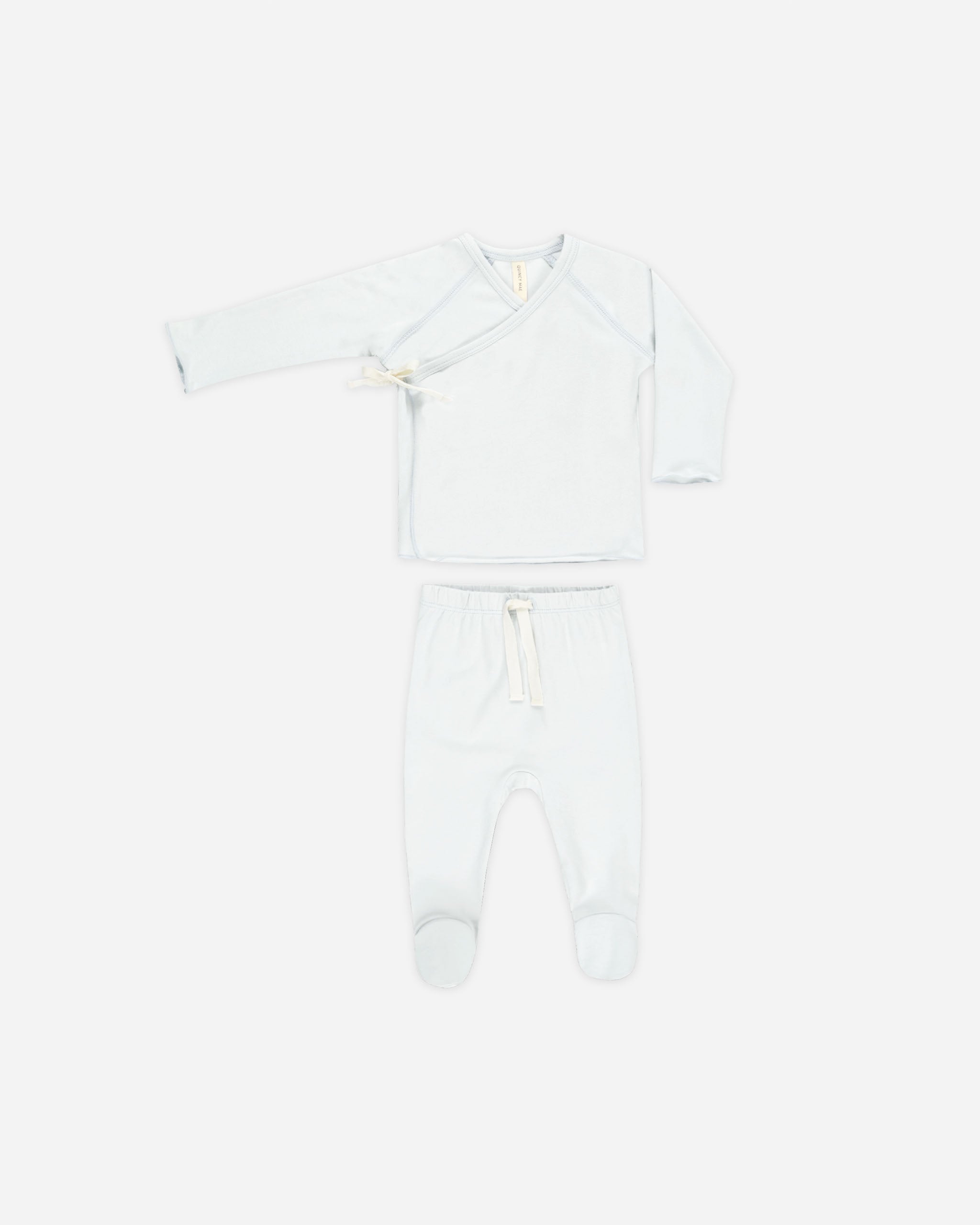 Wrap Top + Footed Pant Set || Fog - Rylee + Cru | Kids Clothes | Trendy Baby Clothes | Modern Infant Outfits |