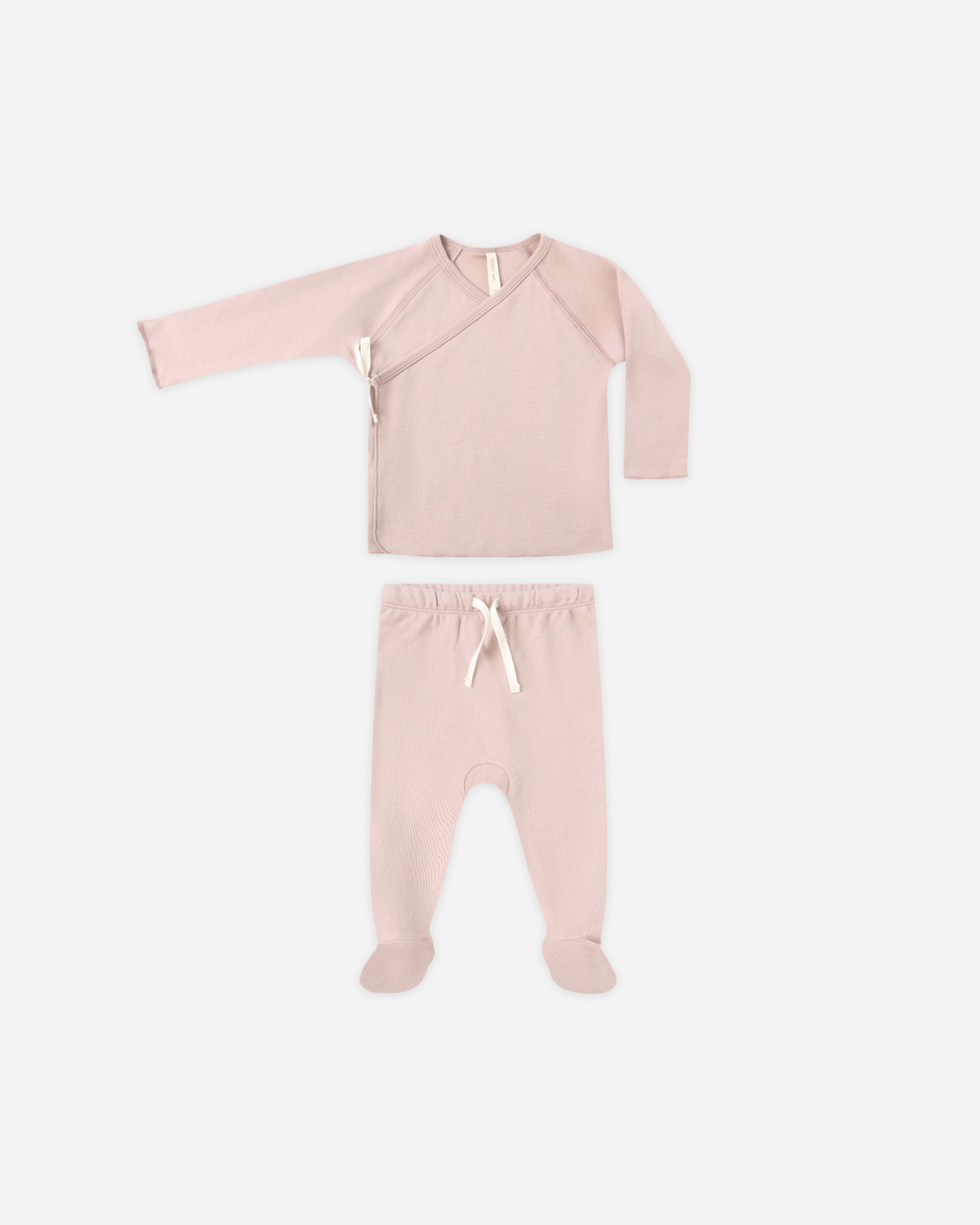Ensemble haut cache-cœur et pantalon à pieds || Rose