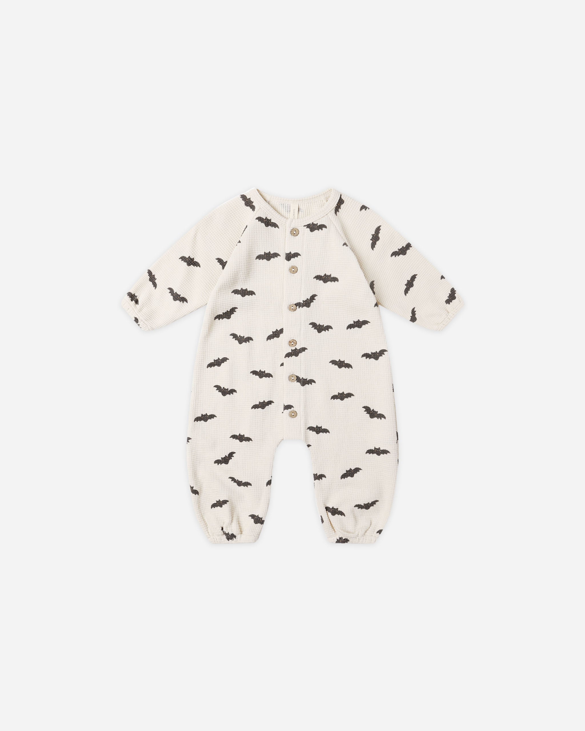 Waffle Long Sleeve Jumpsuit || Bats - Rylee + Cru | Kids Clothes | Trendy Baby Clothes | Modern Infant Outfits |