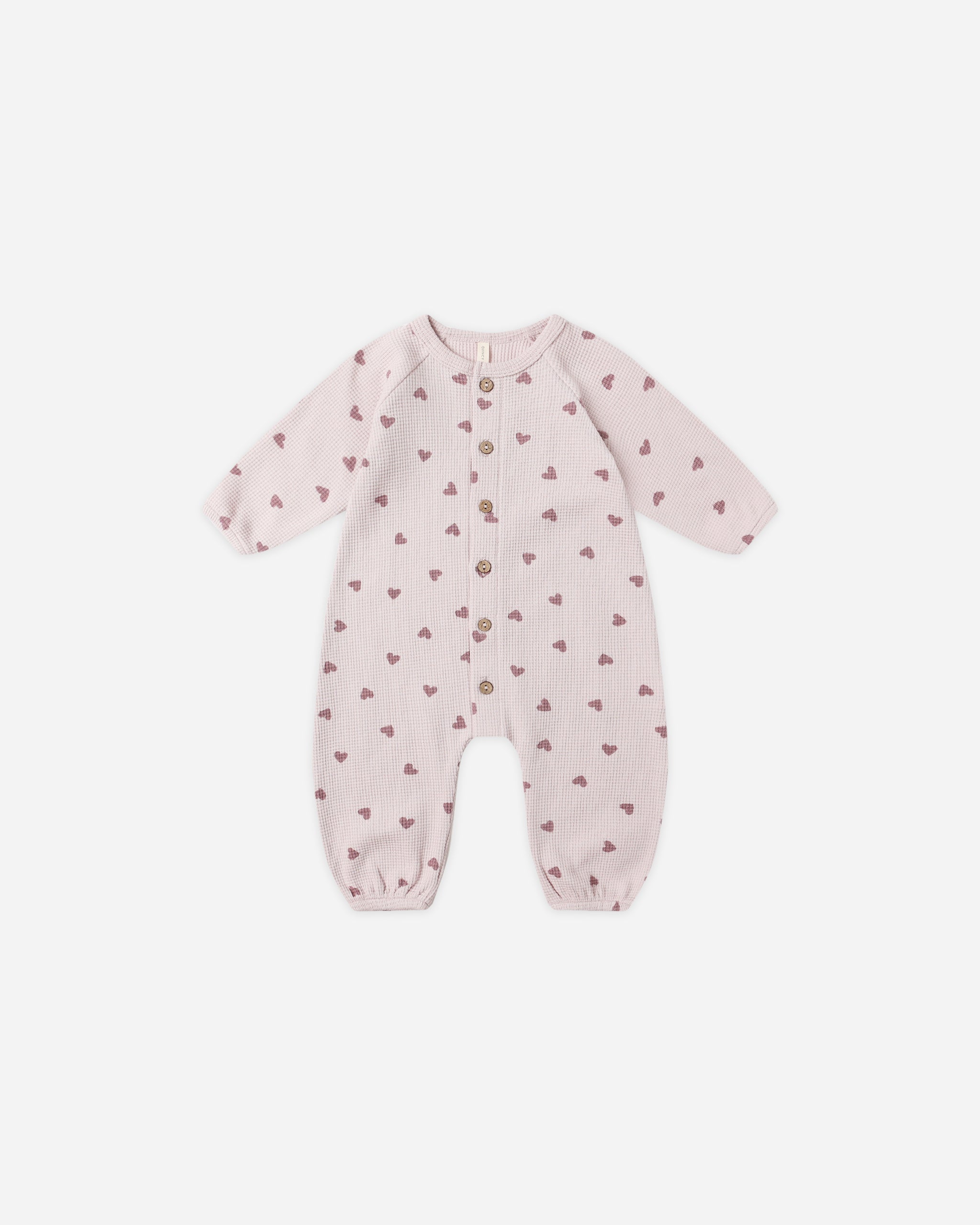 Waffle Long Sleeve Jumpsuit || Hearts