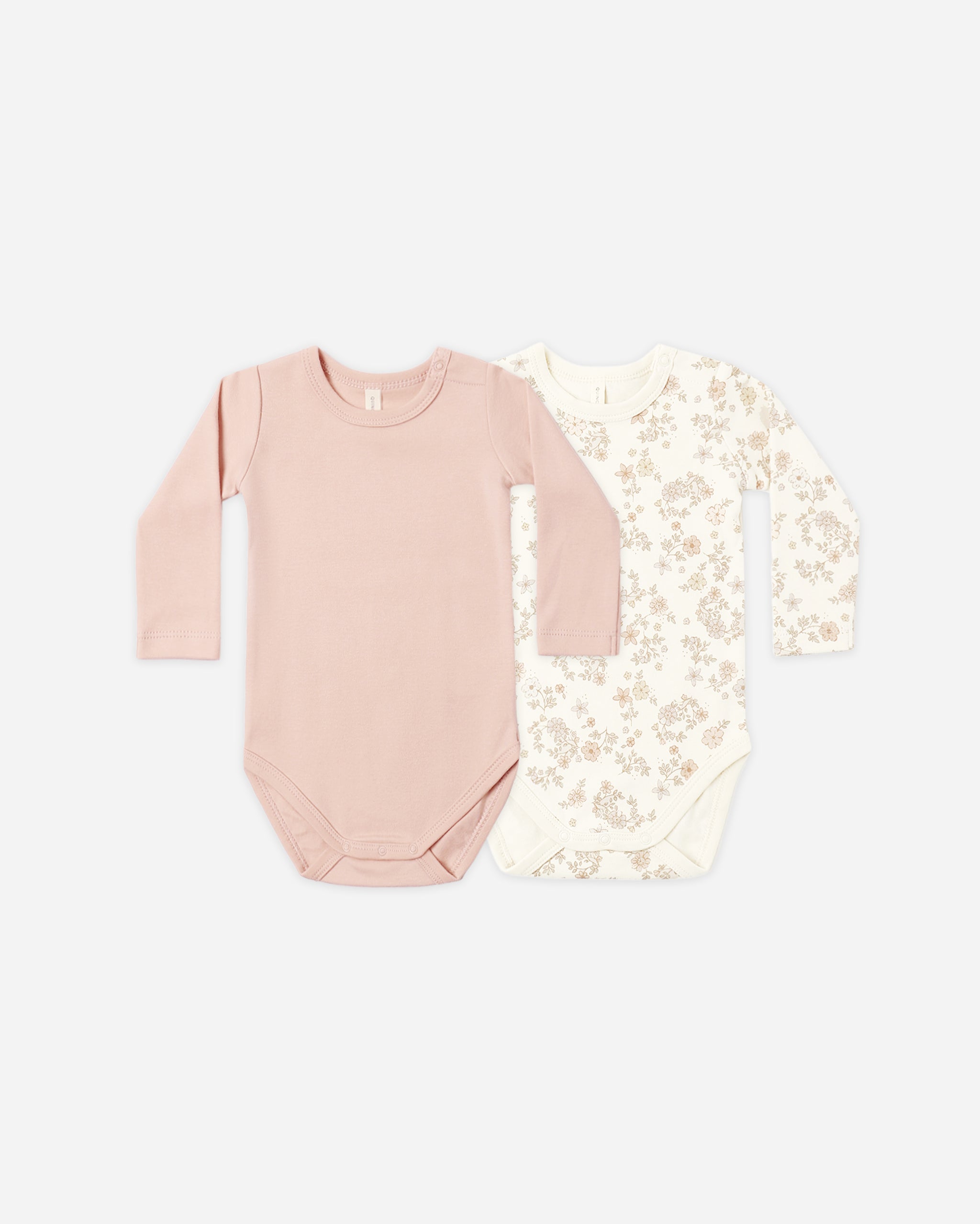 Jersey Bodysuit, 2 Pack Floral Vine, Dusty Rose - Rylee + Cru | Kids Clothes | Trendy Baby Clothes | Modern Infant Outfits |