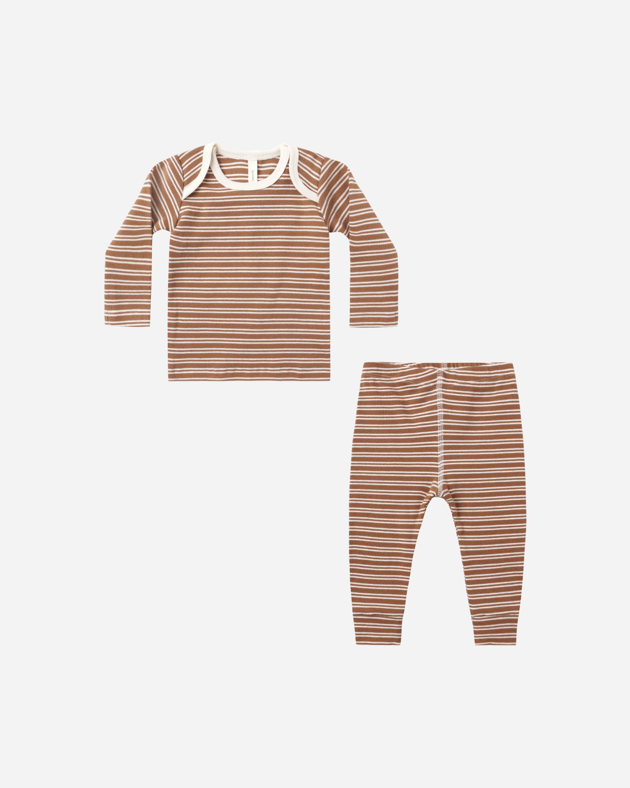 Ensemble t-shirt côtelé et legging || Micro rayures cèdre
