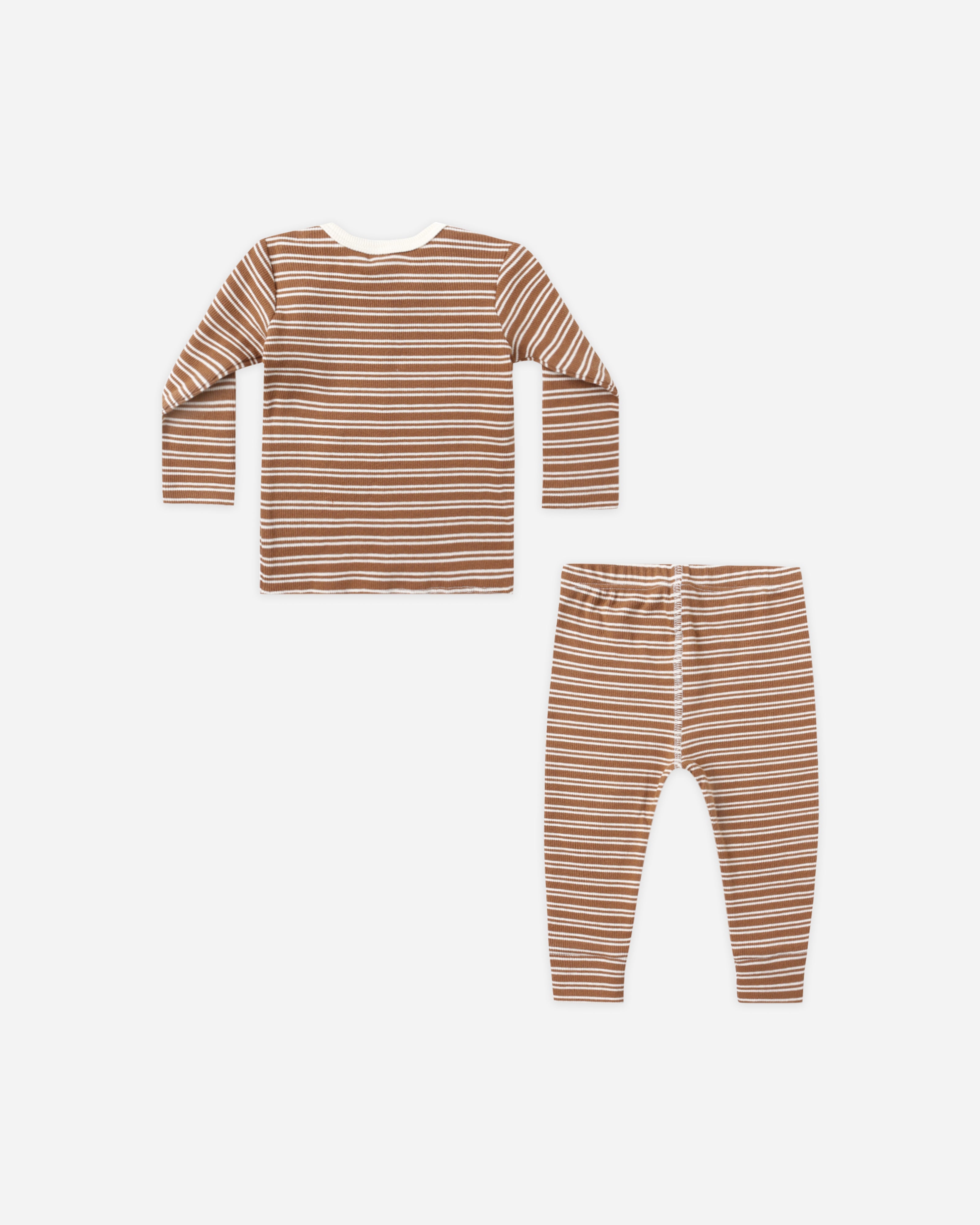 Ensemble t-shirt côtelé et legging || Micro rayures cèdre