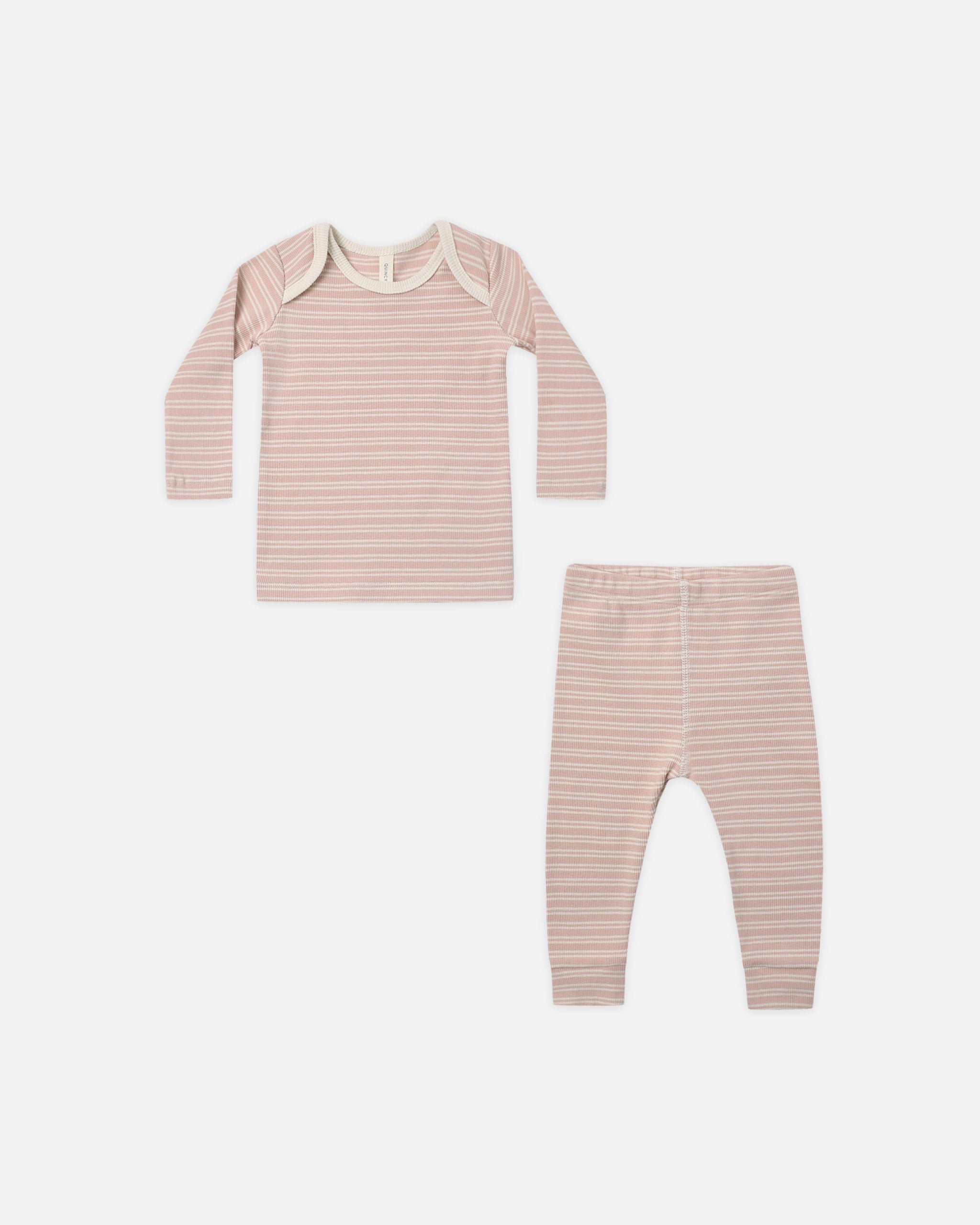 Ribbed Tee + Legging Set Dusty Rose Microstripe - Rylee + Cru | Kids Clothes | Trendy Baby Clothes | Modern Infant Outfits |