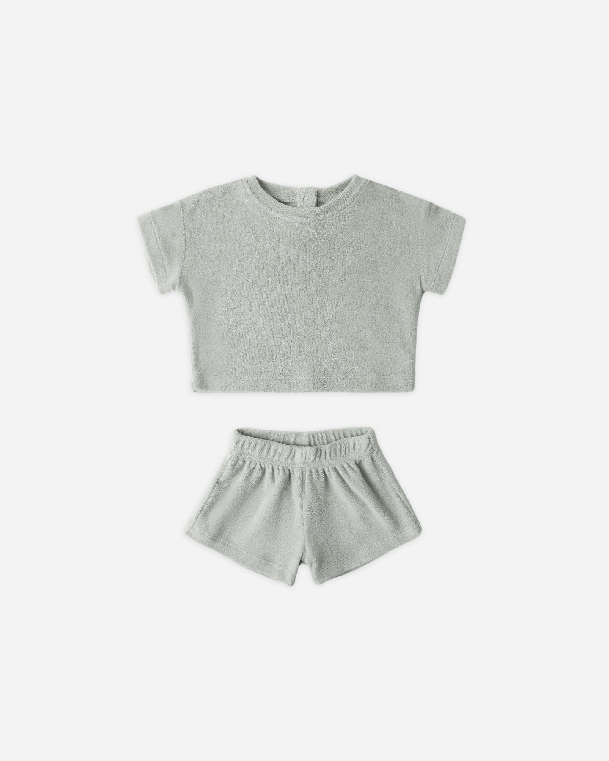 Terry Tee + Short Set Sage - Rylee + Cru | Kids Clothes | Trendy Baby Clothes | Modern Infant Outfits |