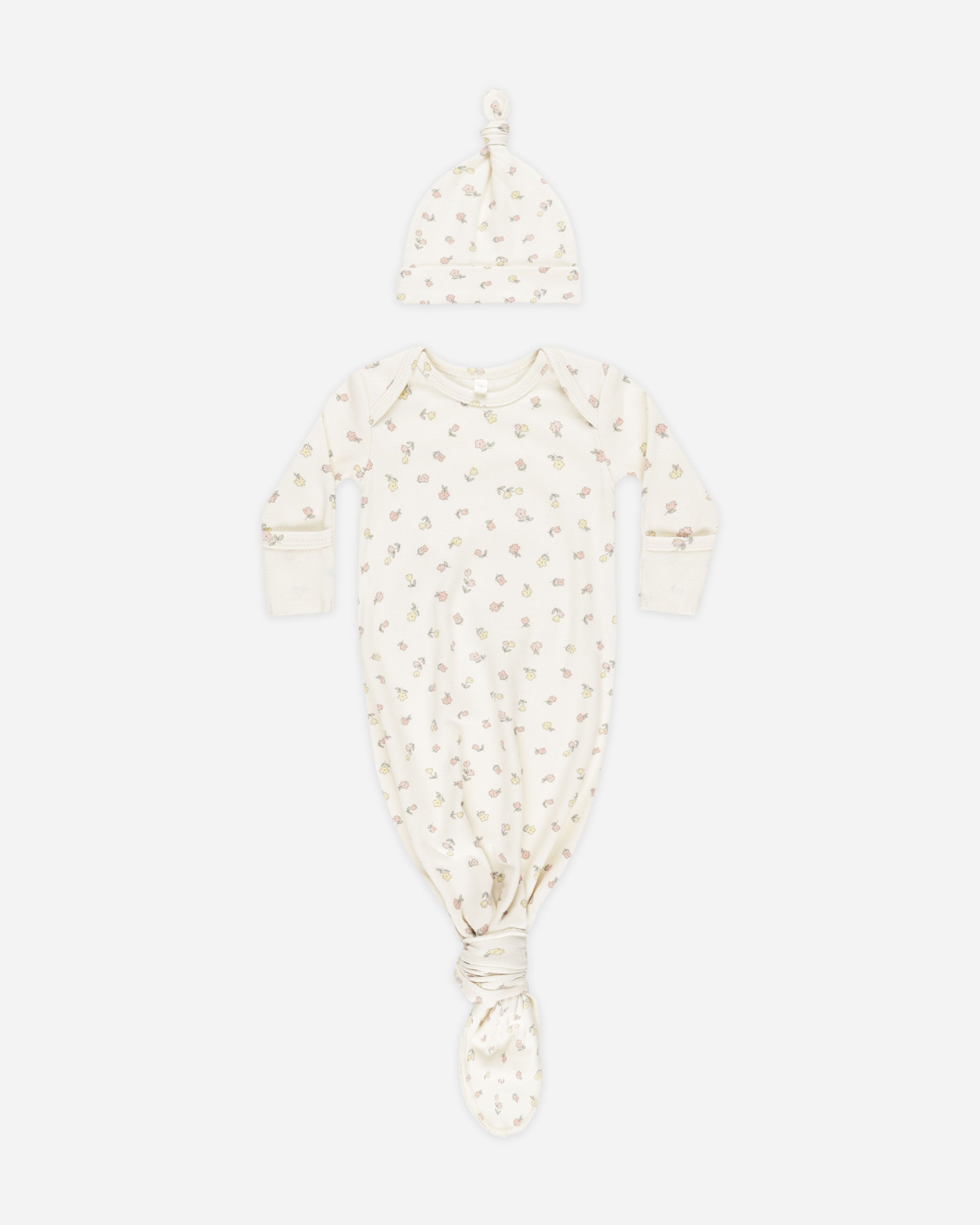 -Knotted Baby Gown + Hat Set || Fleur-