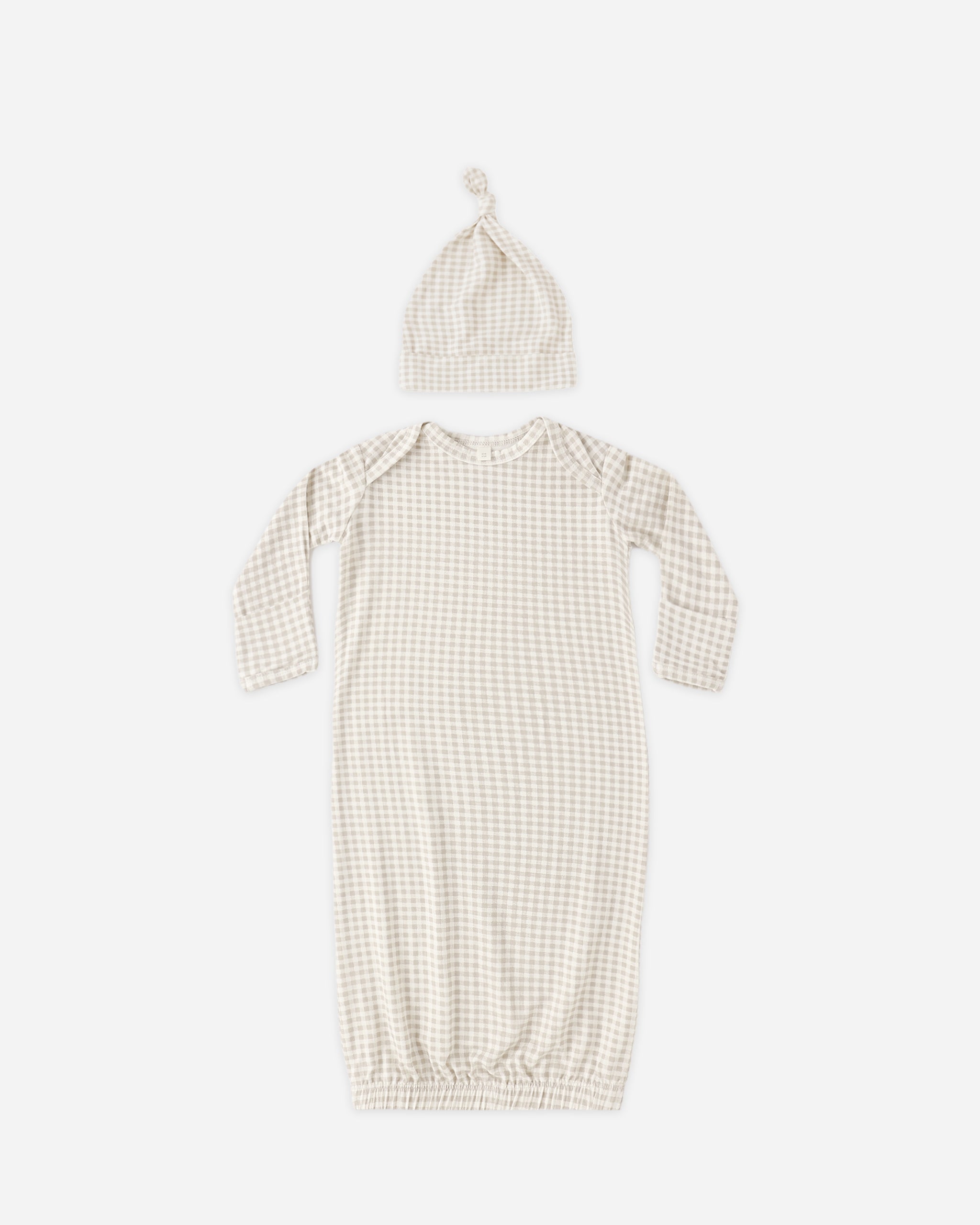 Bamboo Baby Gown + Hat Set Oat Gingham - Rylee + Cru | Kids Clothes | Trendy Baby Clothes | Modern Infant Outfits |