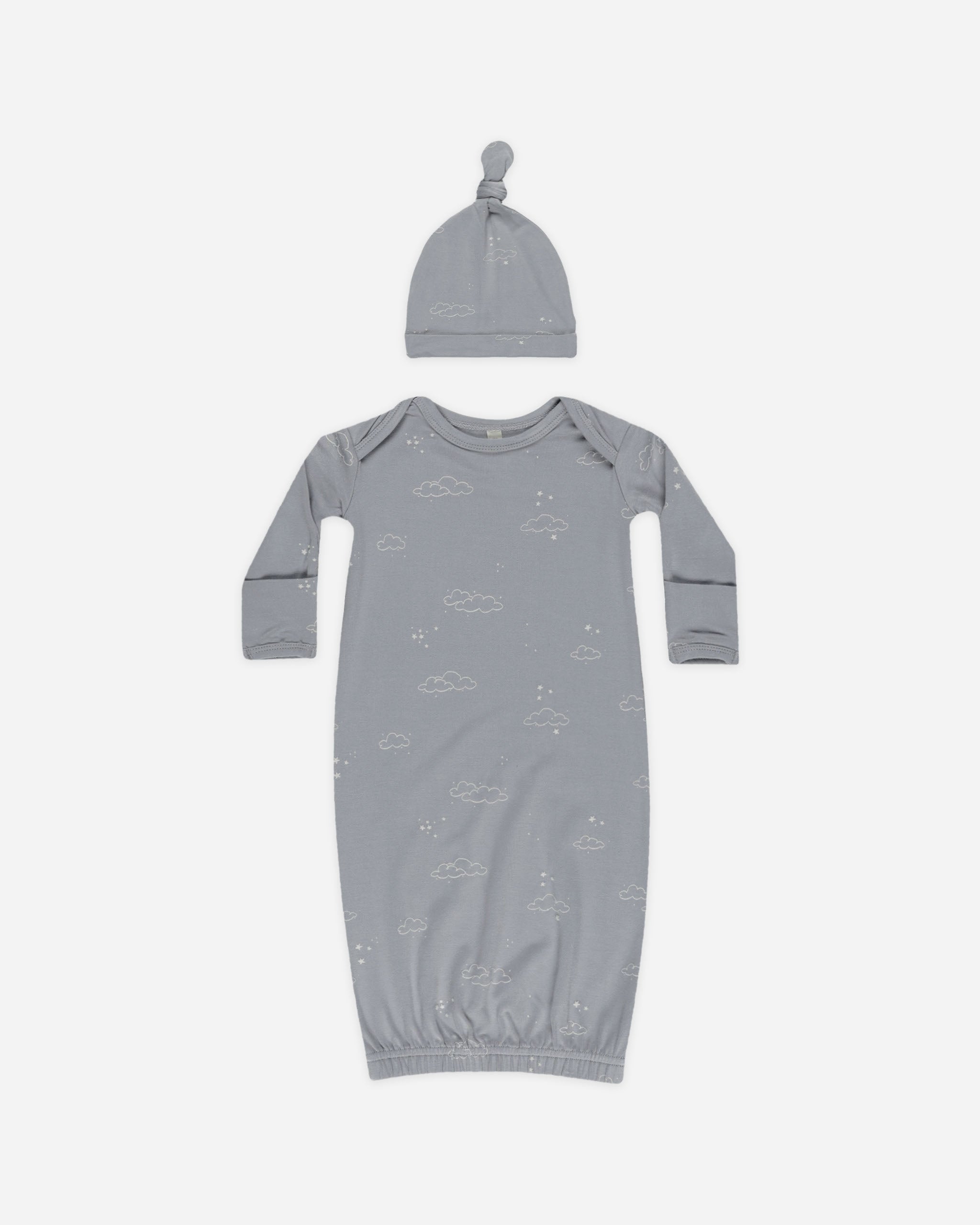 Bamboo Baby Gown + Hat Set || Clouds