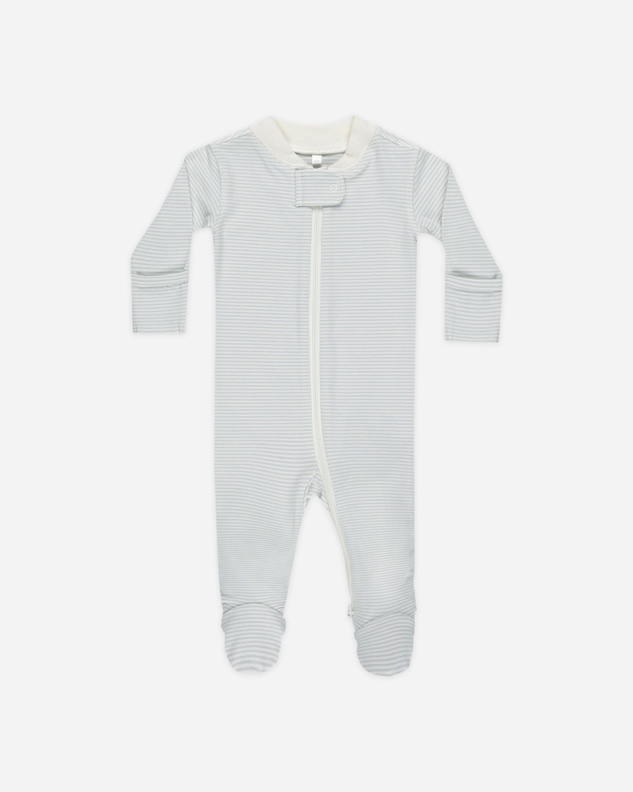 -Zip Long Sleeve Sleeper Footie || Sky Micro Stripe-