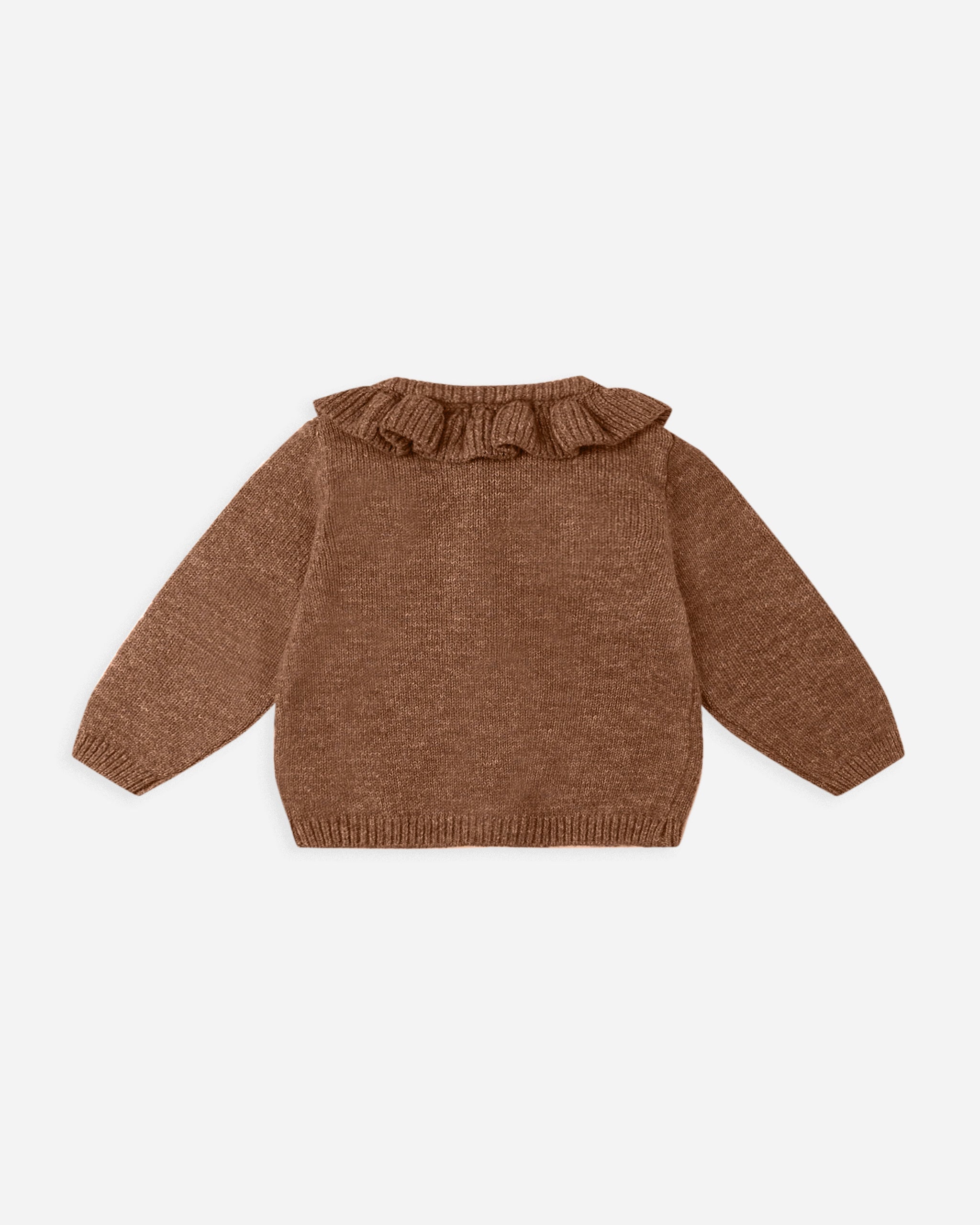 Cardigan à col volanté || Cèdre chiné