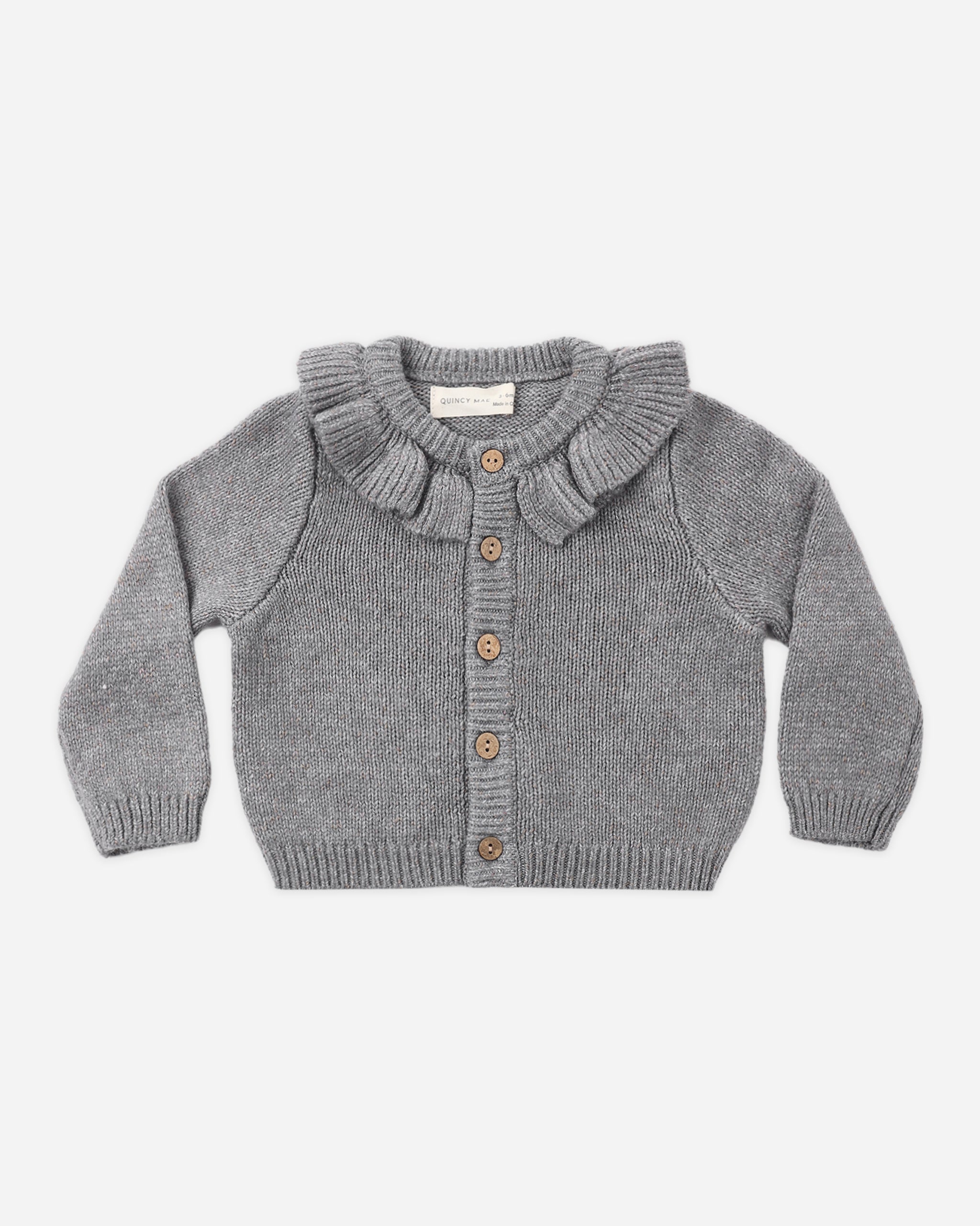 Ruffle Collar Cardigan Heathered Slate - Rylee + Cru | Kids Clothes | Trendy Baby Clothes | Modern Infant Outfits |