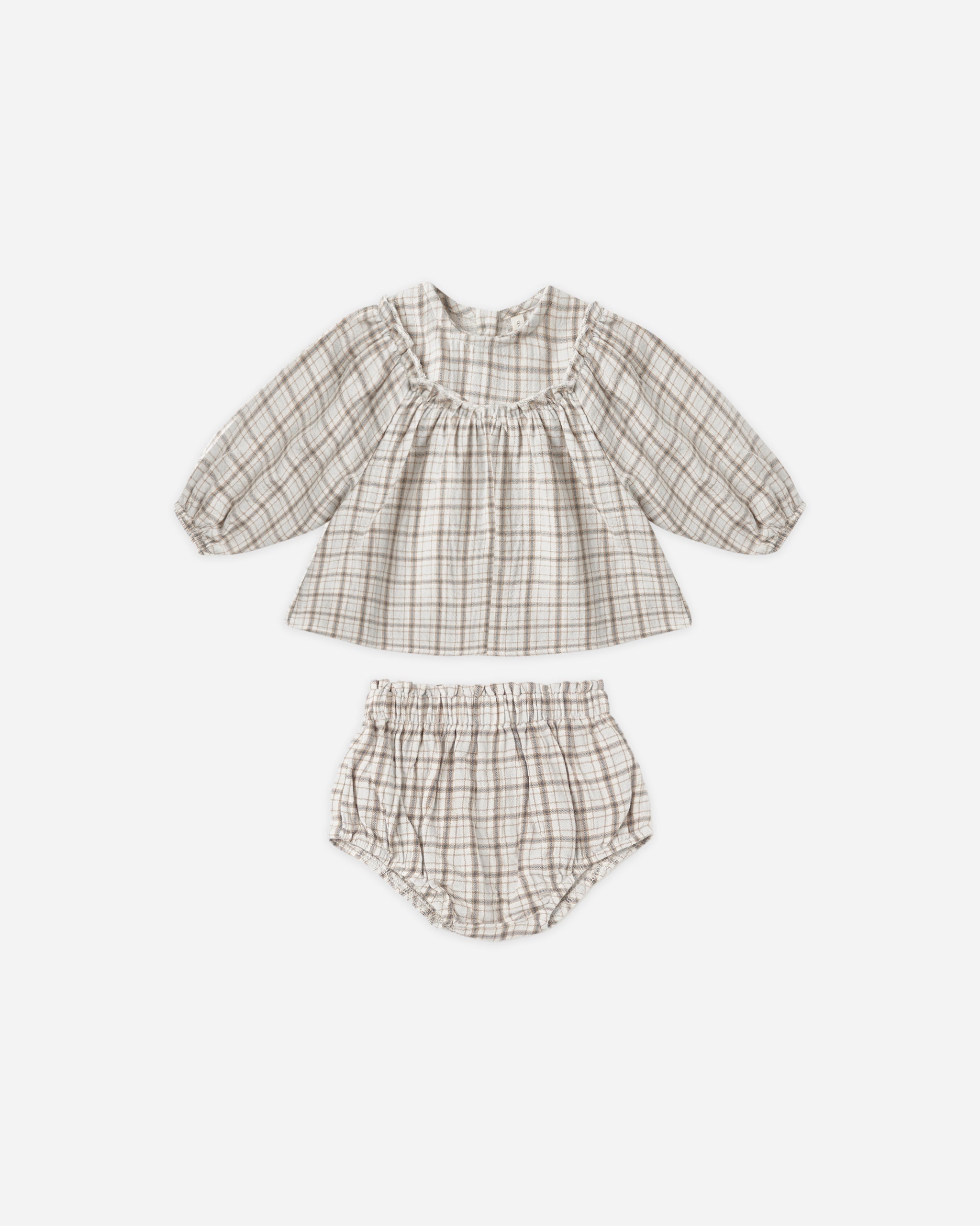 Mia Top + Bloomer Set || Blue Plaid