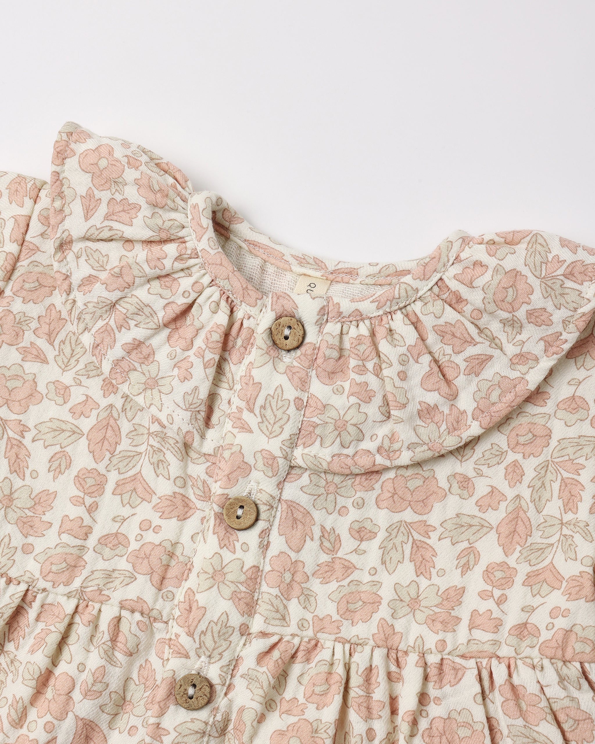 Ruffle Collar Button Dress Pink Blossom - Rylee + Cru | Kids Clothes | Trendy Baby Clothes | Modern Infant Outfits |