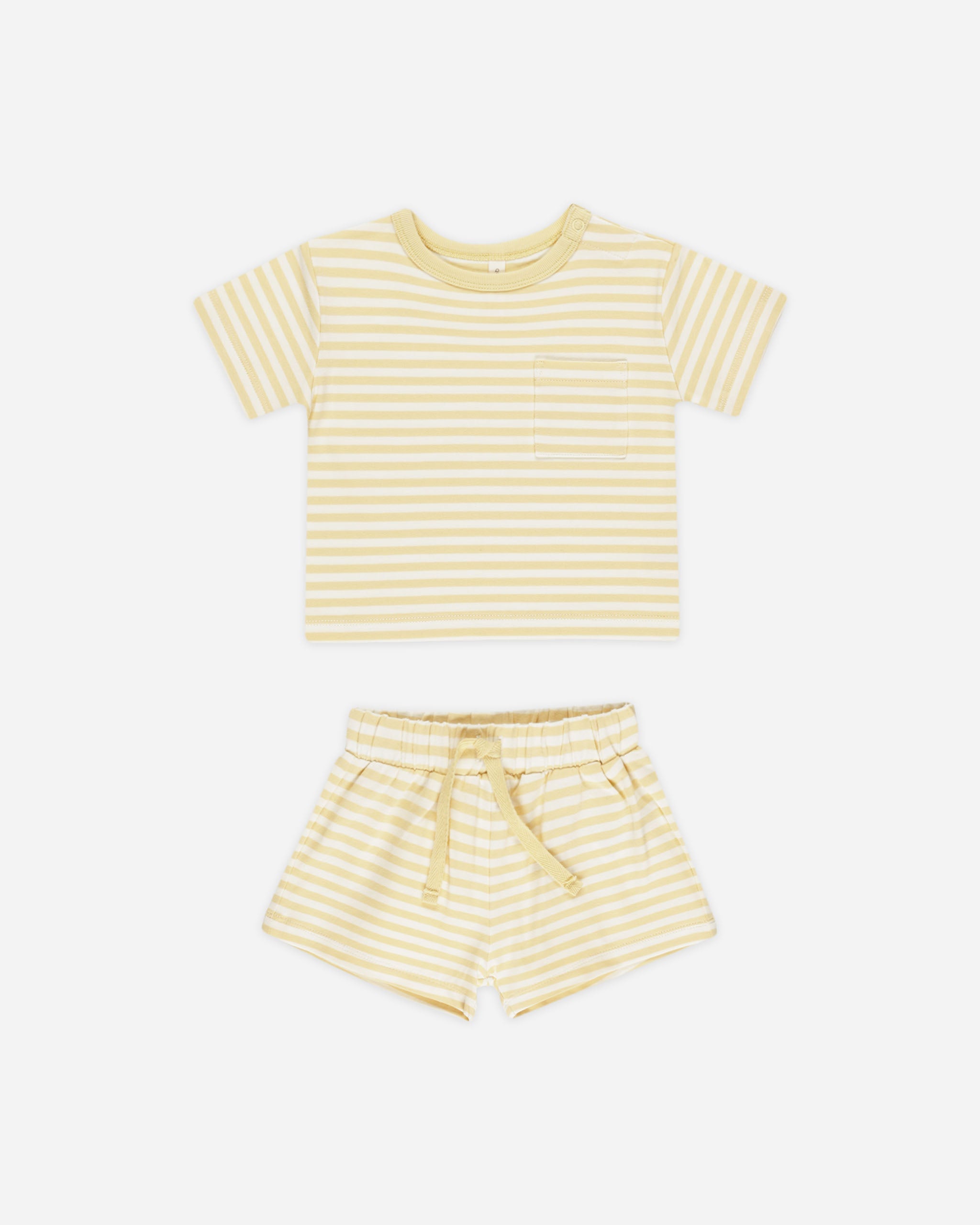 Pocket Tee + Short Set || Yellow Stripe