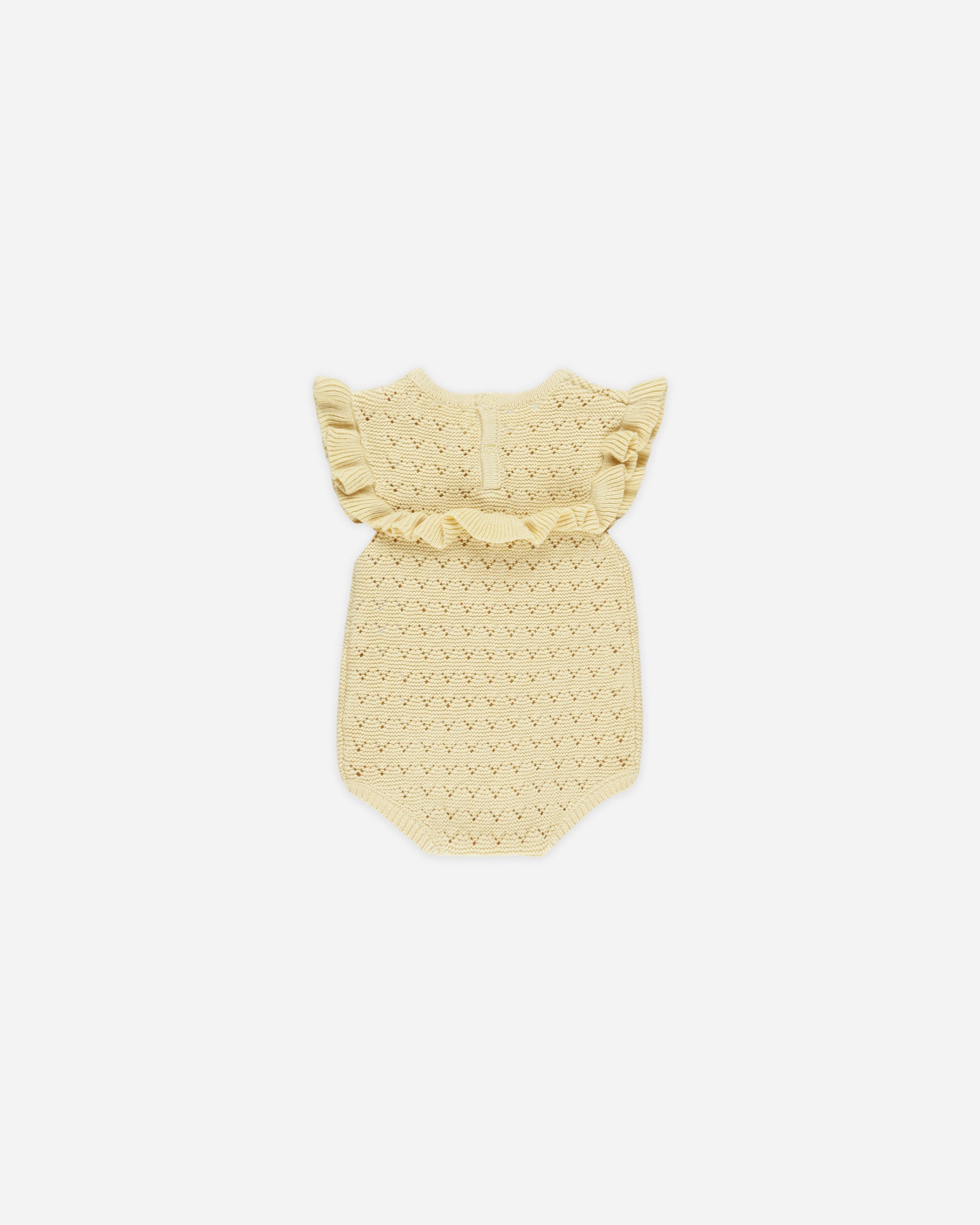 -Pointelle Ruffle Romper || Yellow-