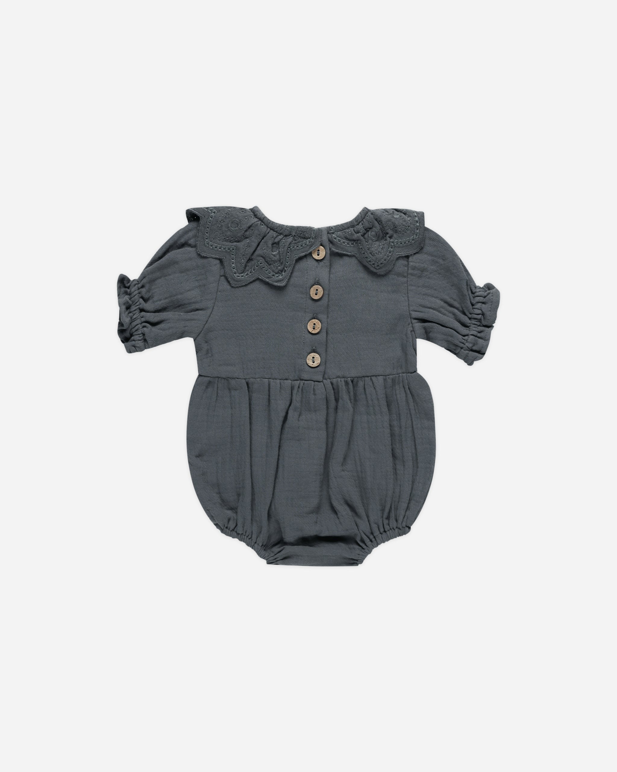 Collared Romper || Indigo