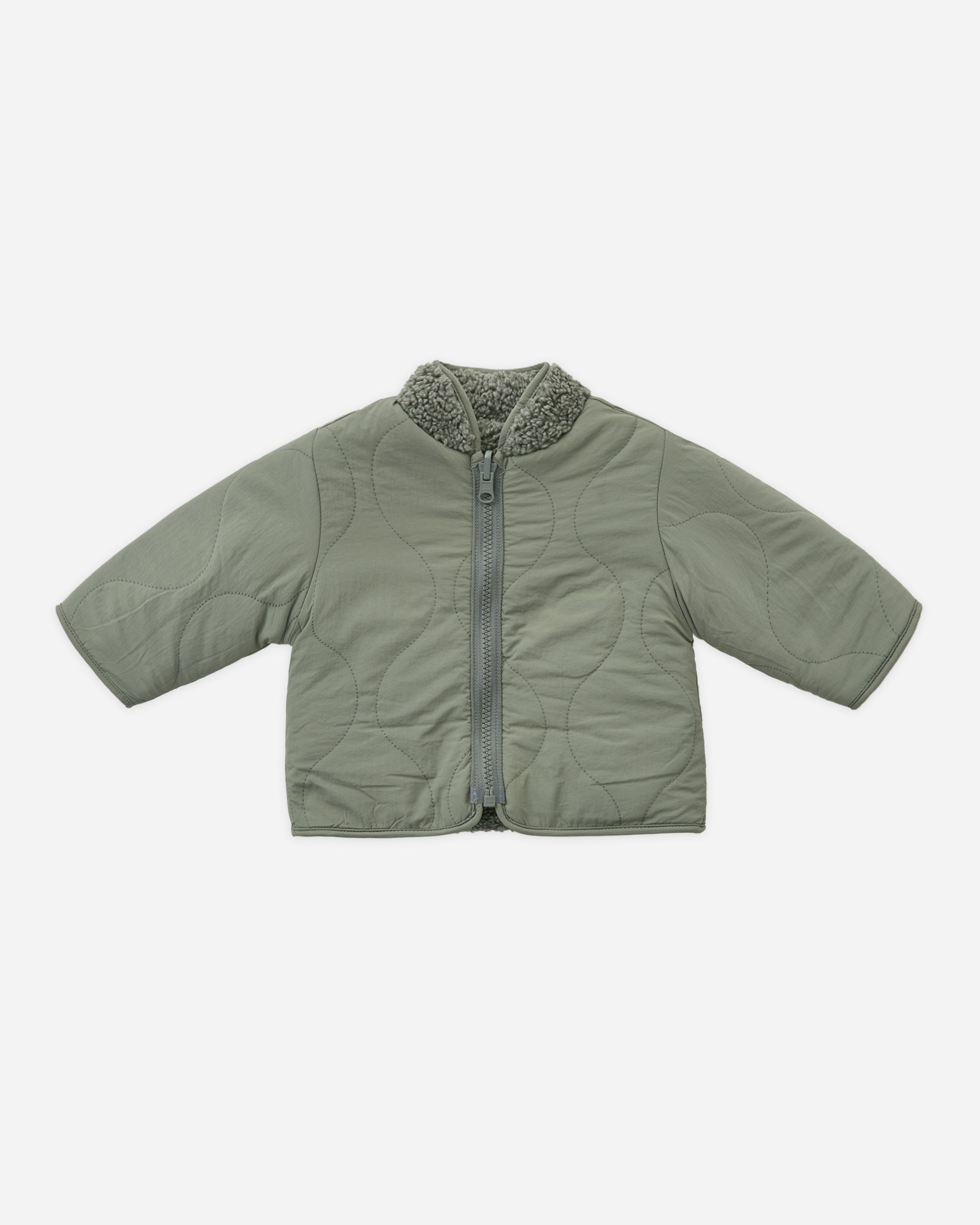 Shearling Zip Jacket || Forest