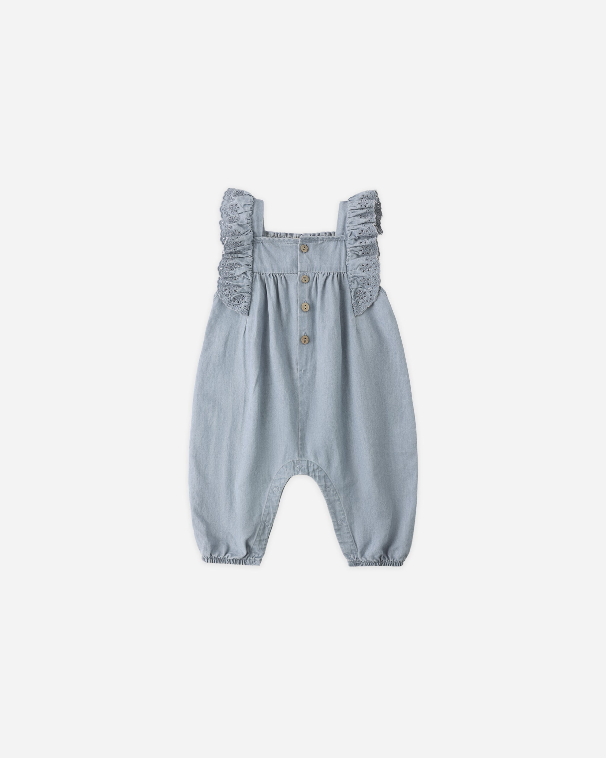 Nova Romper Chambray - Rylee + Cru | Kids Clothes | Trendy Baby Clothes | Modern Infant Outfits |