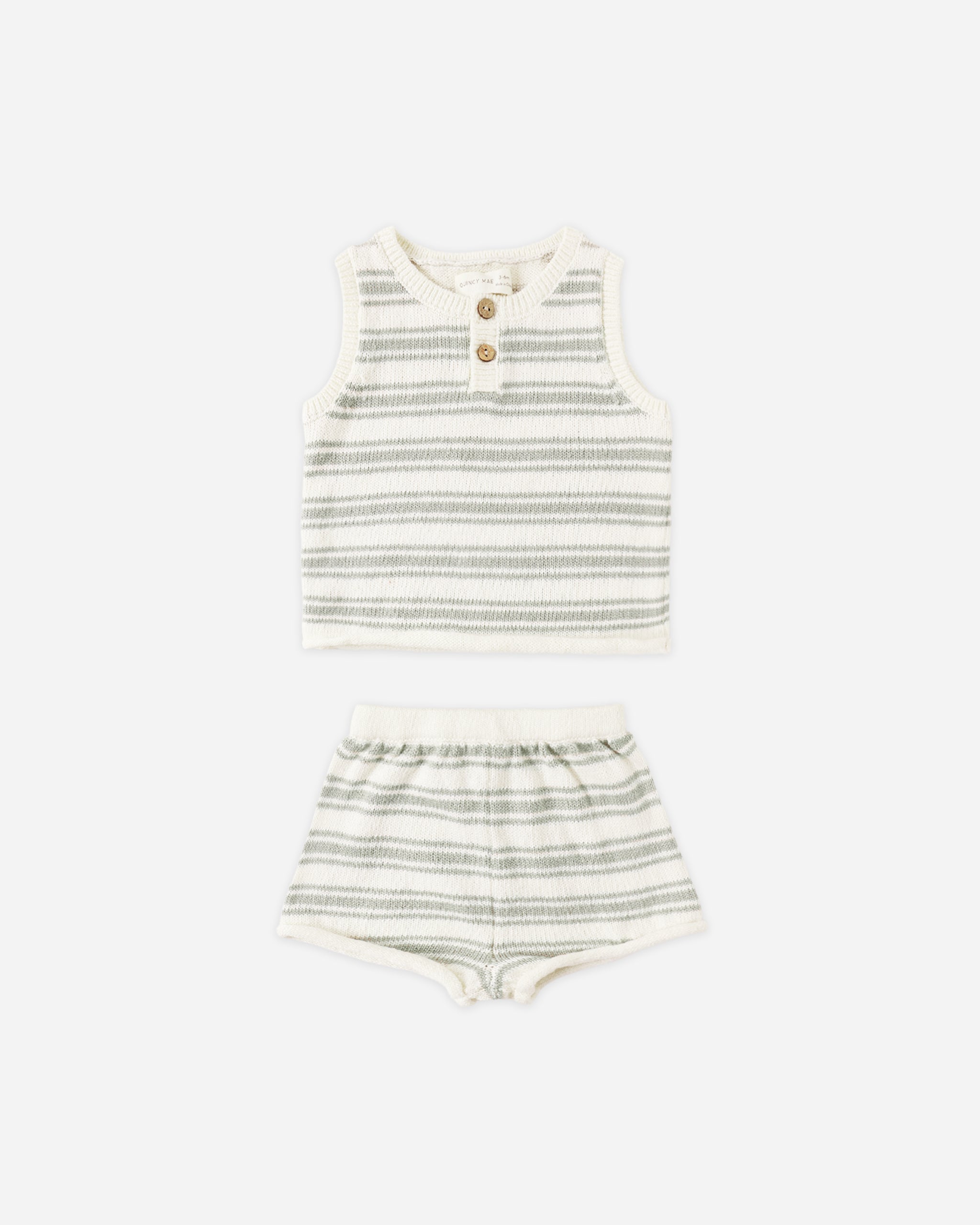 Taylor Knit Set Sage Stripe - Rylee + Cru | Kids Clothes | Trendy Baby Clothes | Modern Infant Outfits |