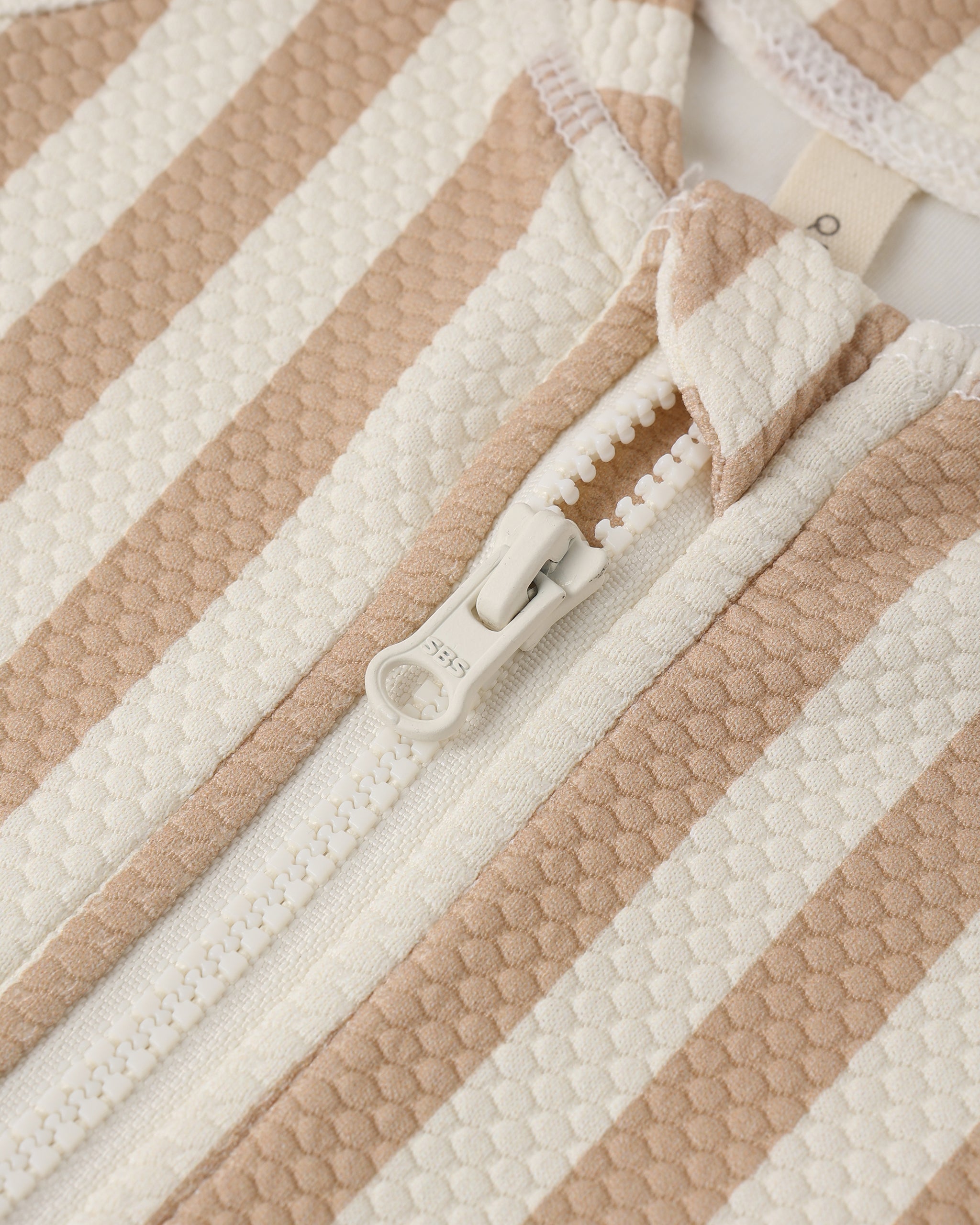 Long Sleeve One-Piece Rashguard Retro Latte Stripe - Rylee + Cru | Kids Clothes | Trendy Baby Clothes | Modern Infant Outfits |