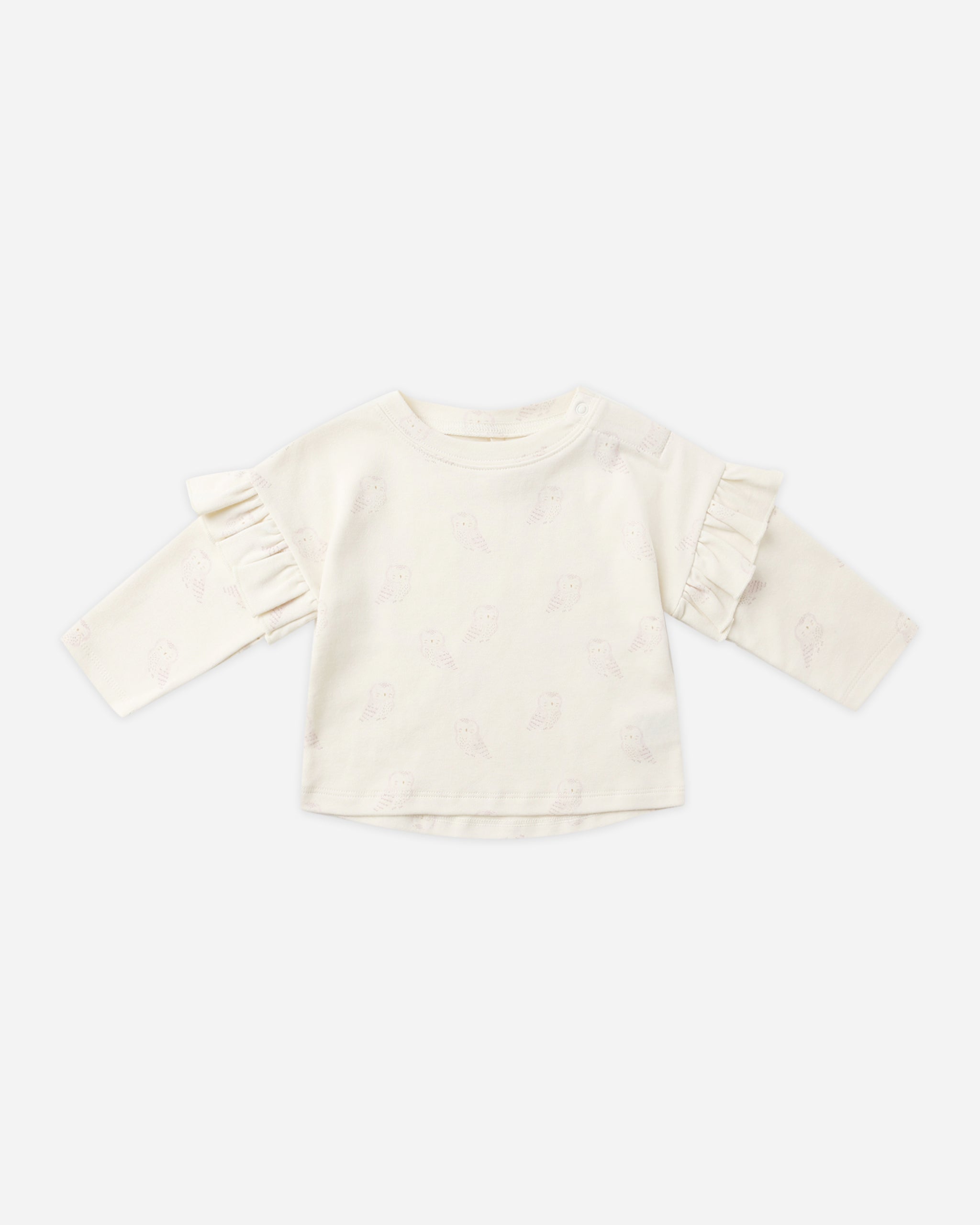 Ruffle Long Sleeve Tee || Snow Owls